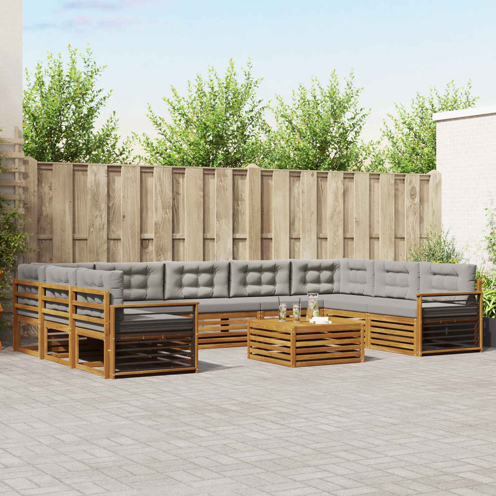 vidaXL Sofa-Sets 10 pcs Naturel Massief Acaciahout