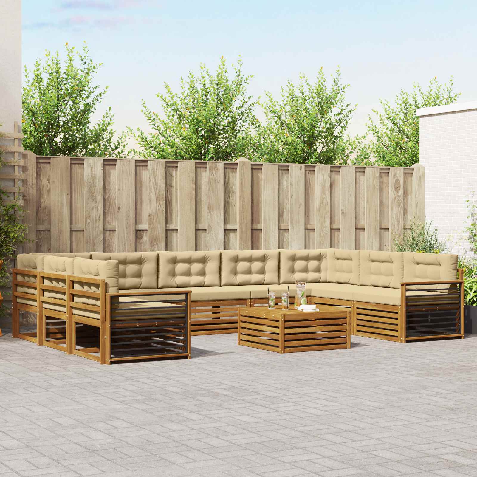 vidaXL Sofa-Sets 10 pcs Naturel Massief Acaciahout