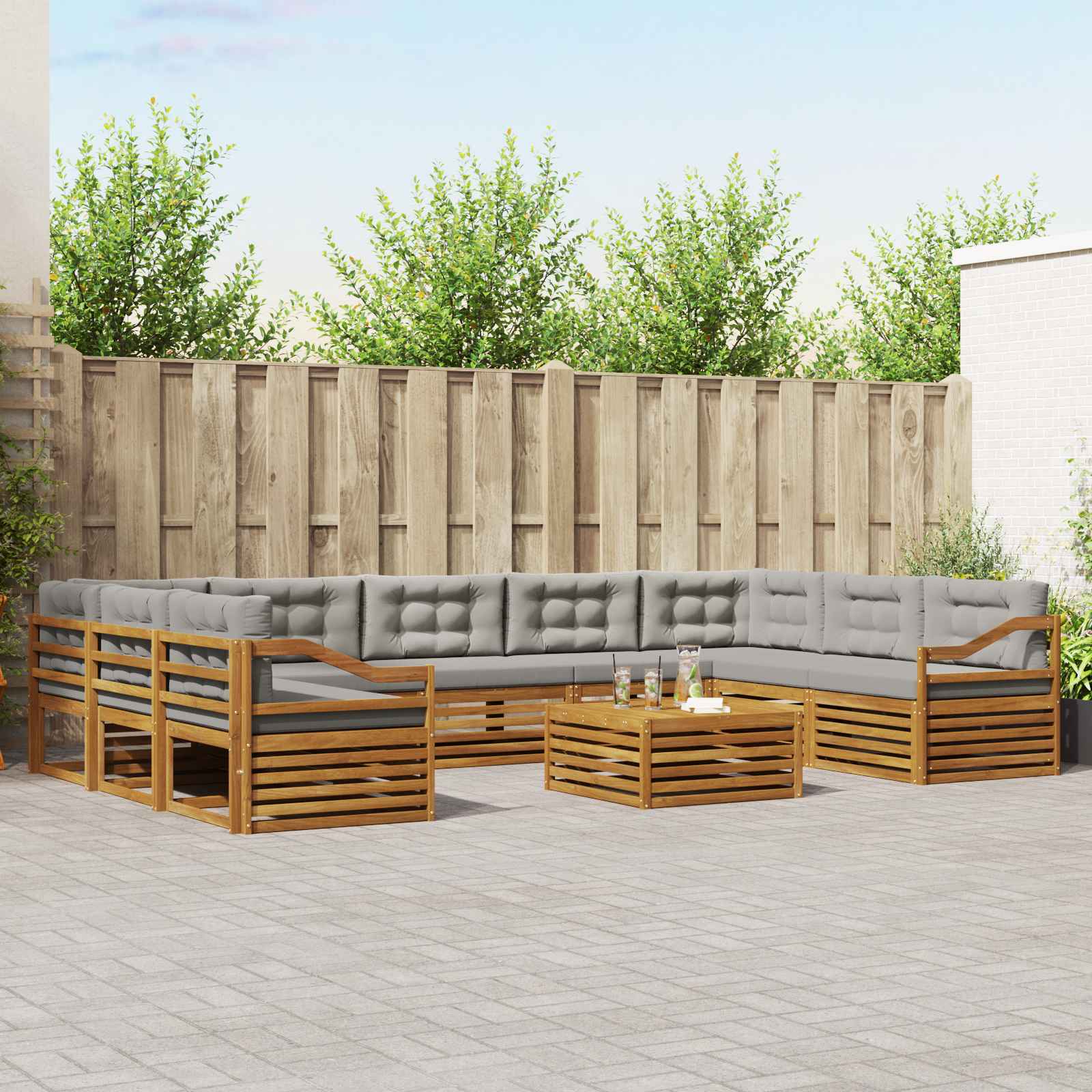vidaXL Sofa-Sets 10 pcs Naturel Massief Acaciahout