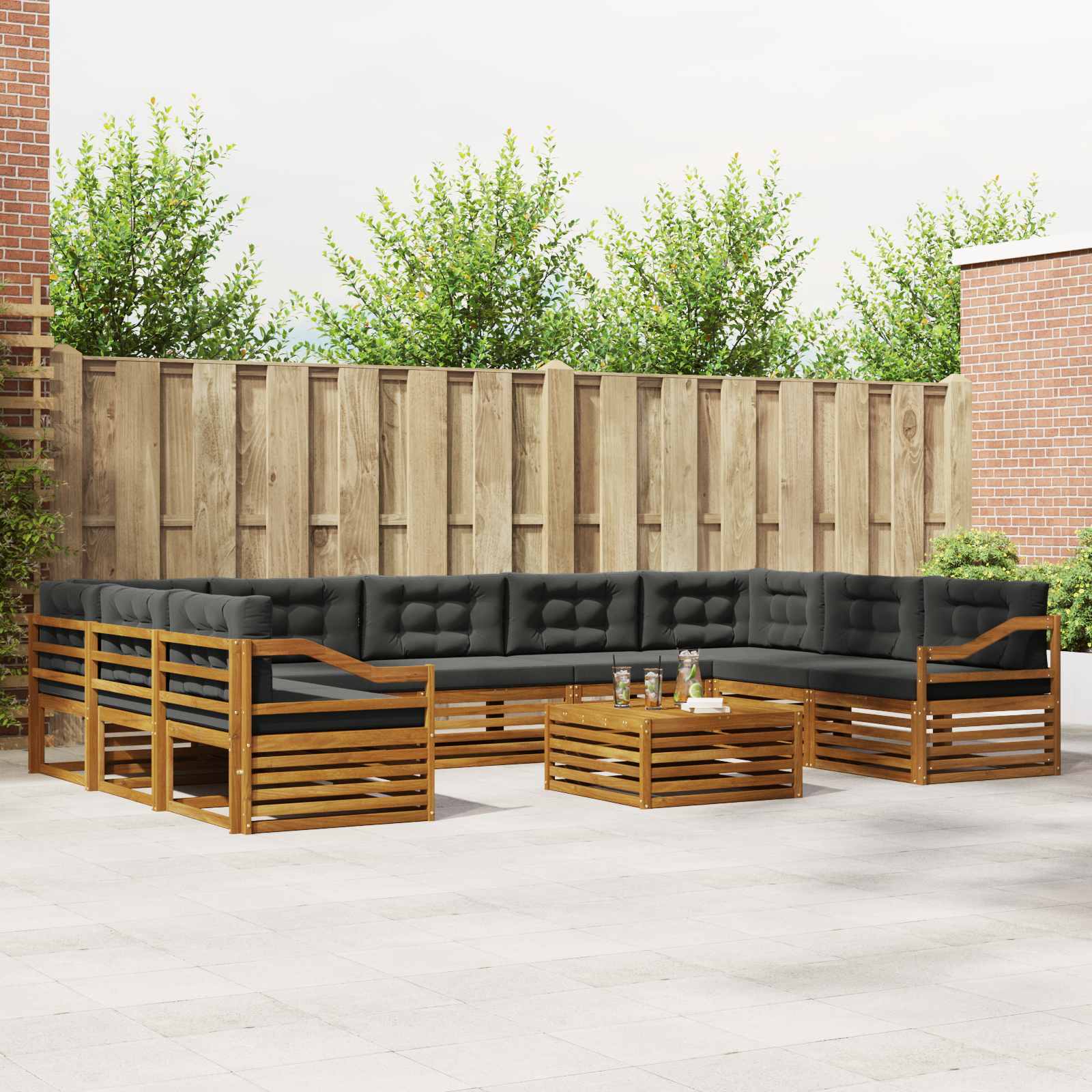 vidaXL Sofa-Sets 10 pcs Naturel Massief Acaciahout