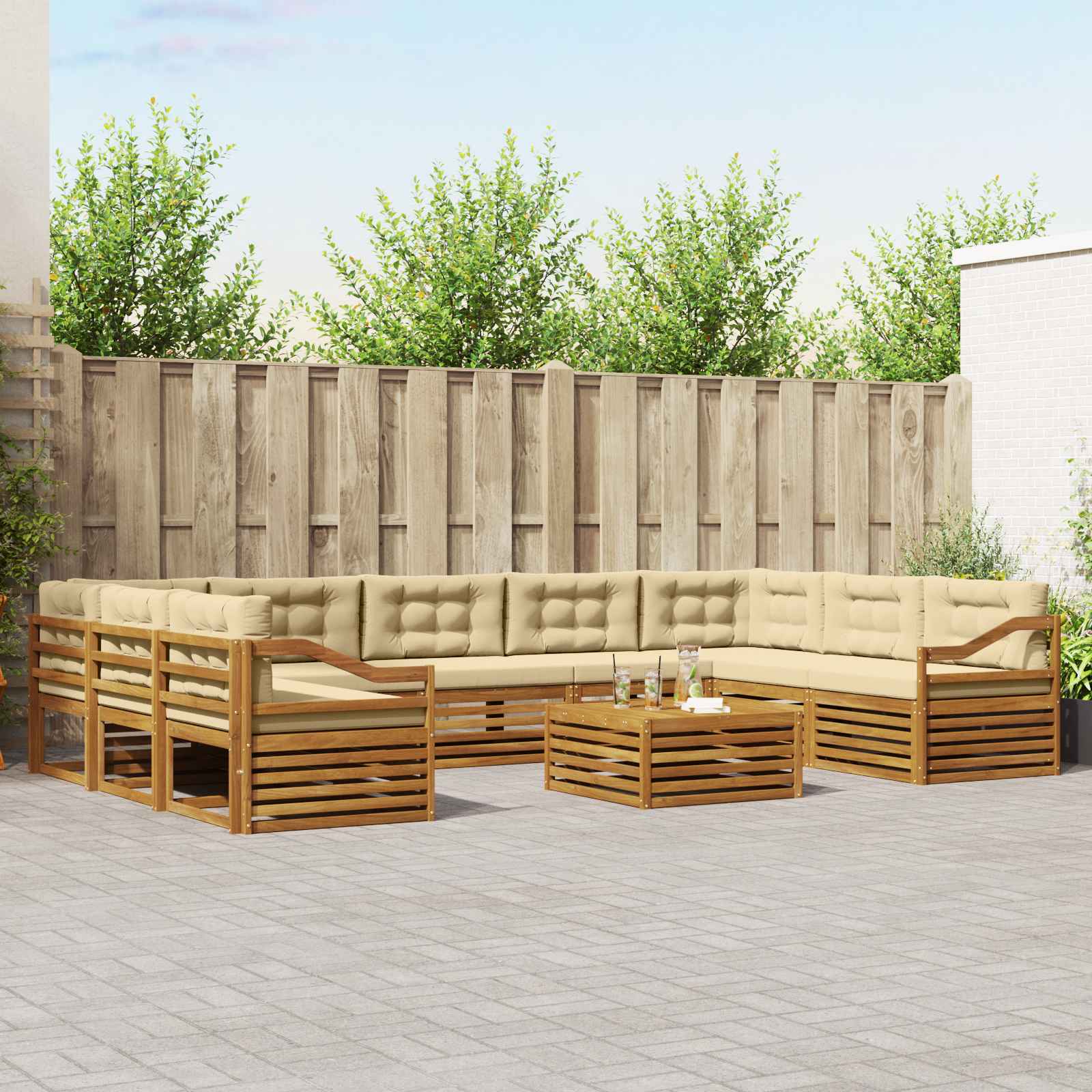 vidaXL Sofa-Sets 10 pcs Naturel Massief Acaciahout