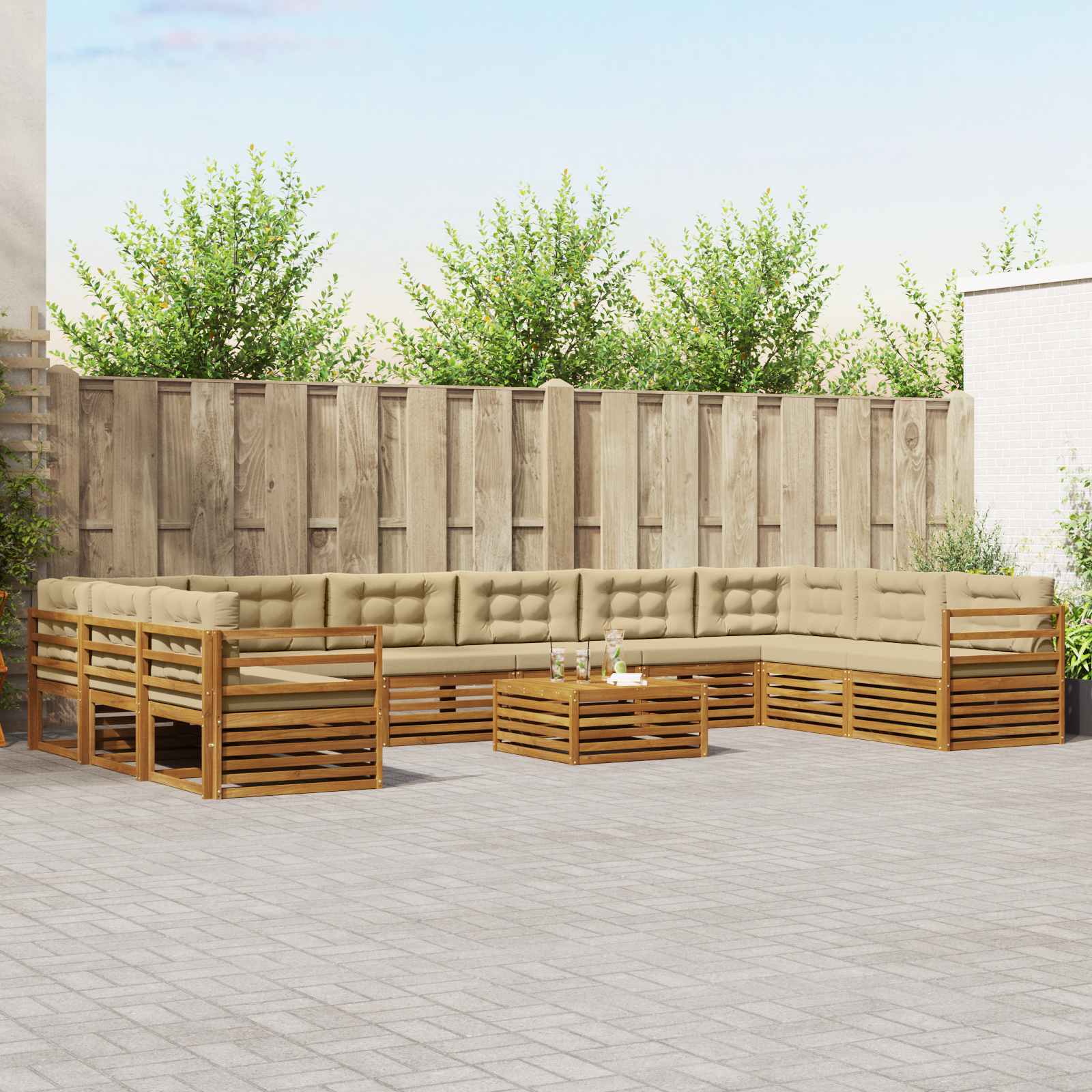 vidaXL Sofa-Sets 11 pcs Naturel Massief Acaciahout