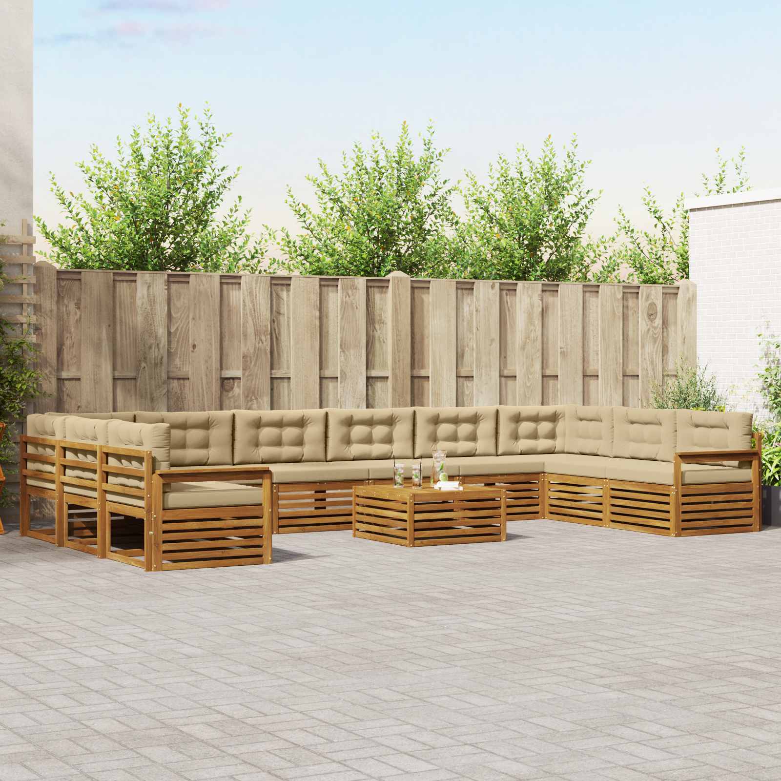 vidaXL Sofa-Sets 11 pcs Naturel Massief Acaciahout