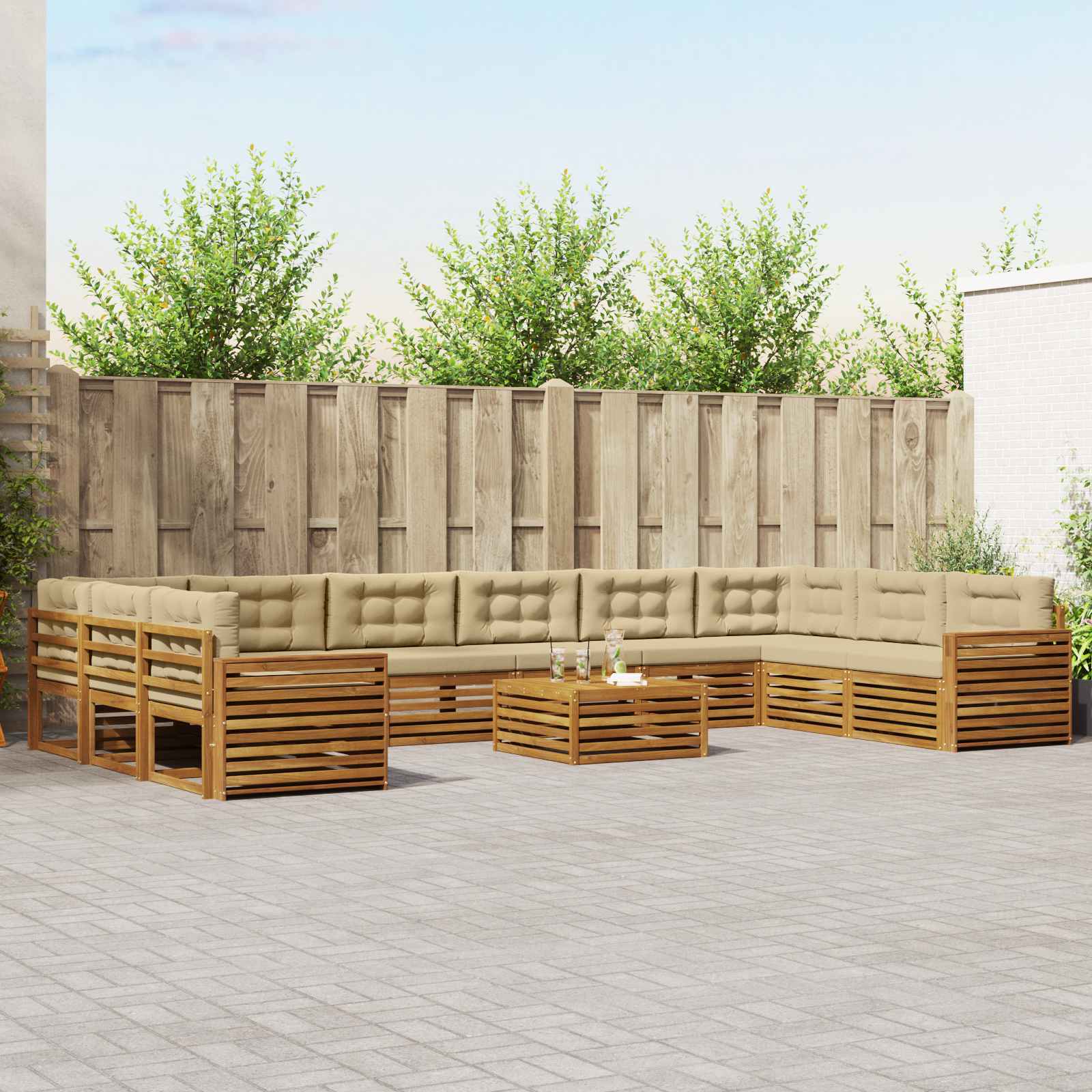 vidaXL Sofa-Sets 11 pcs Naturel Massief Acaciahout