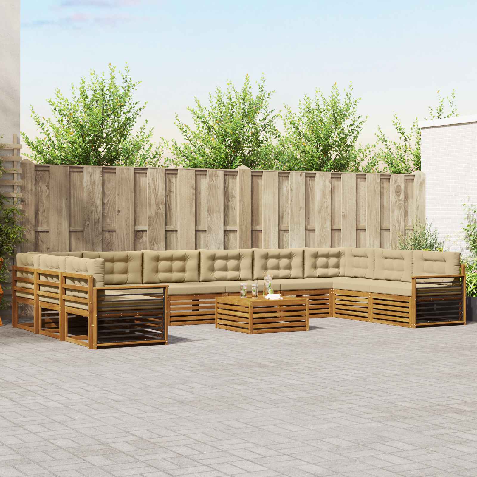 vidaXL Sofa-Sets 11 pcs Naturel Massief Acaciahout