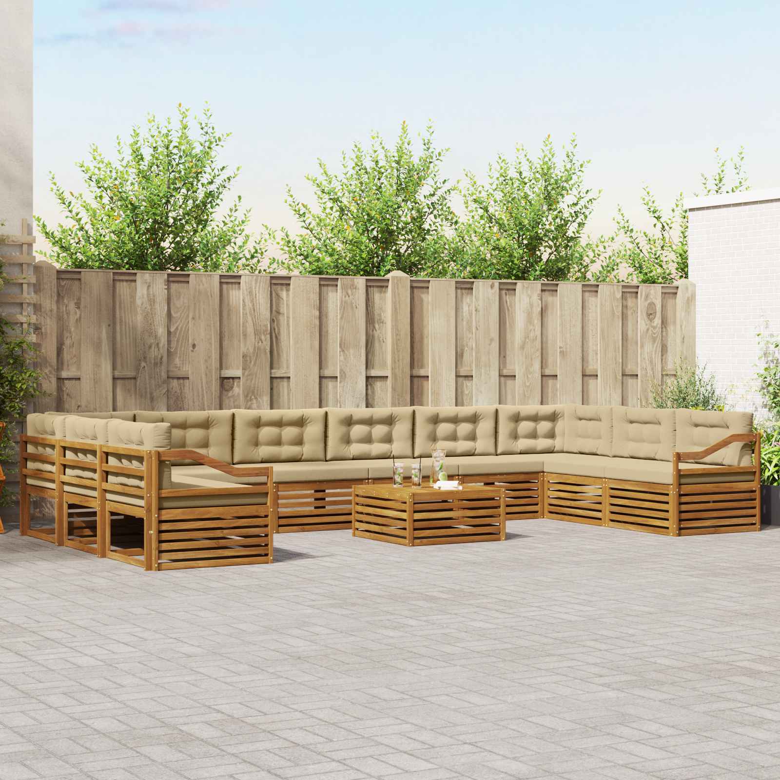 vidaXL Sofa-Sets 11 pcs Naturel Massief Acaciahout