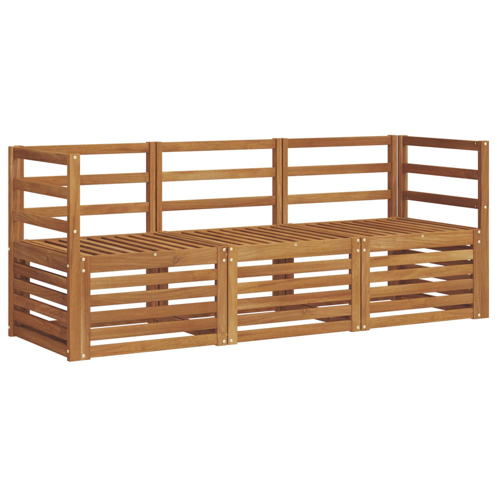 vidaXL Sofa-Sets 3 pcs Natuurlijk en Crème Massief Acaciahout