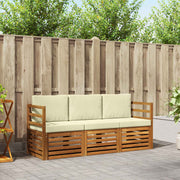 vidaXL Sofa-Sets 3 pcs Natuurlijk en Crème Massief Acaciahout