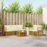 vidaXL Sofa-Sets 6 pcs Natuurlijk en Crème Massief Acaciahout