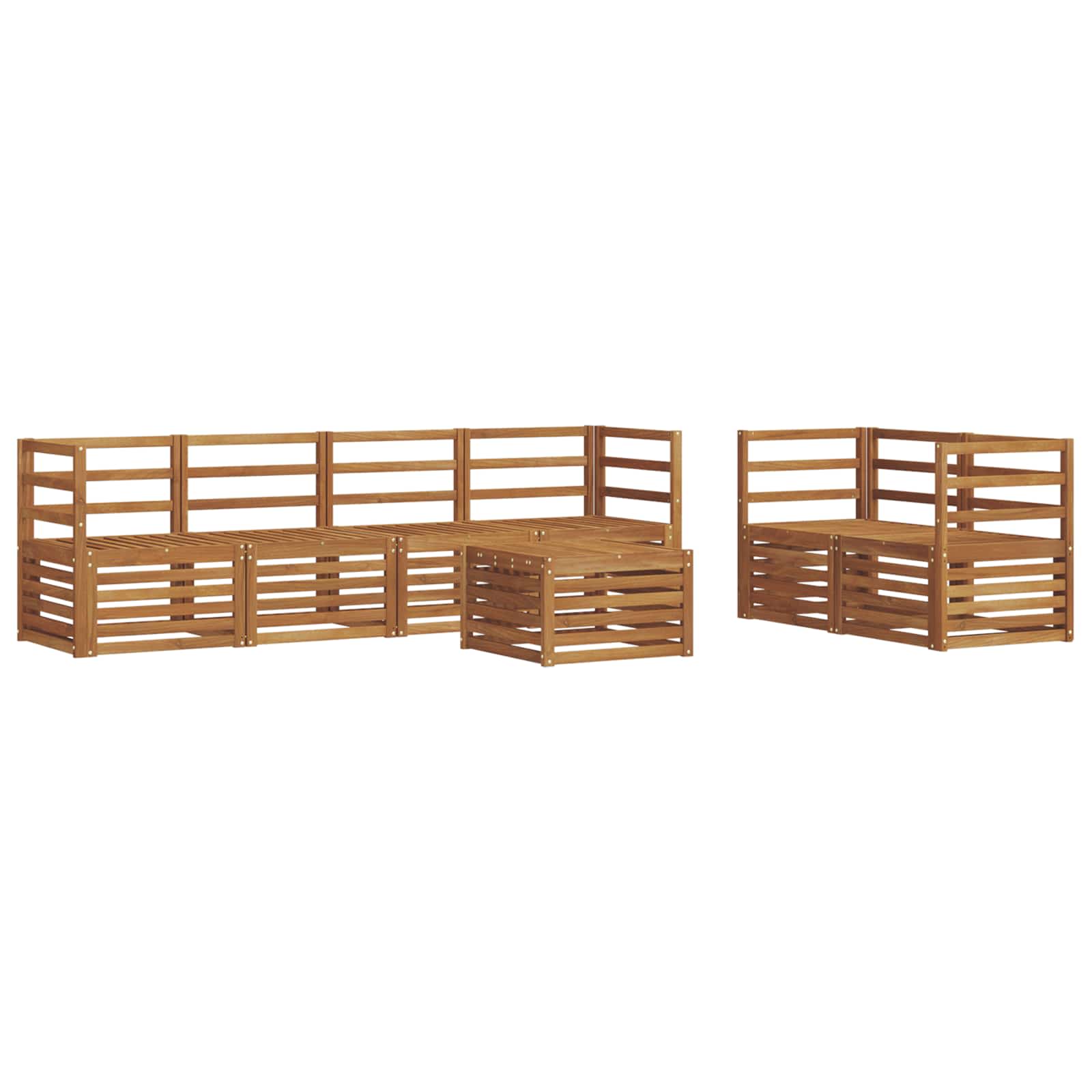 vidaXL Sofa-Sets 7 pcs Natuurlijk en Crème Massief Acaciahout