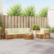 vidaXL Sofa-Sets 7 pcs Natuurlijk en Crème Massief Acaciahout