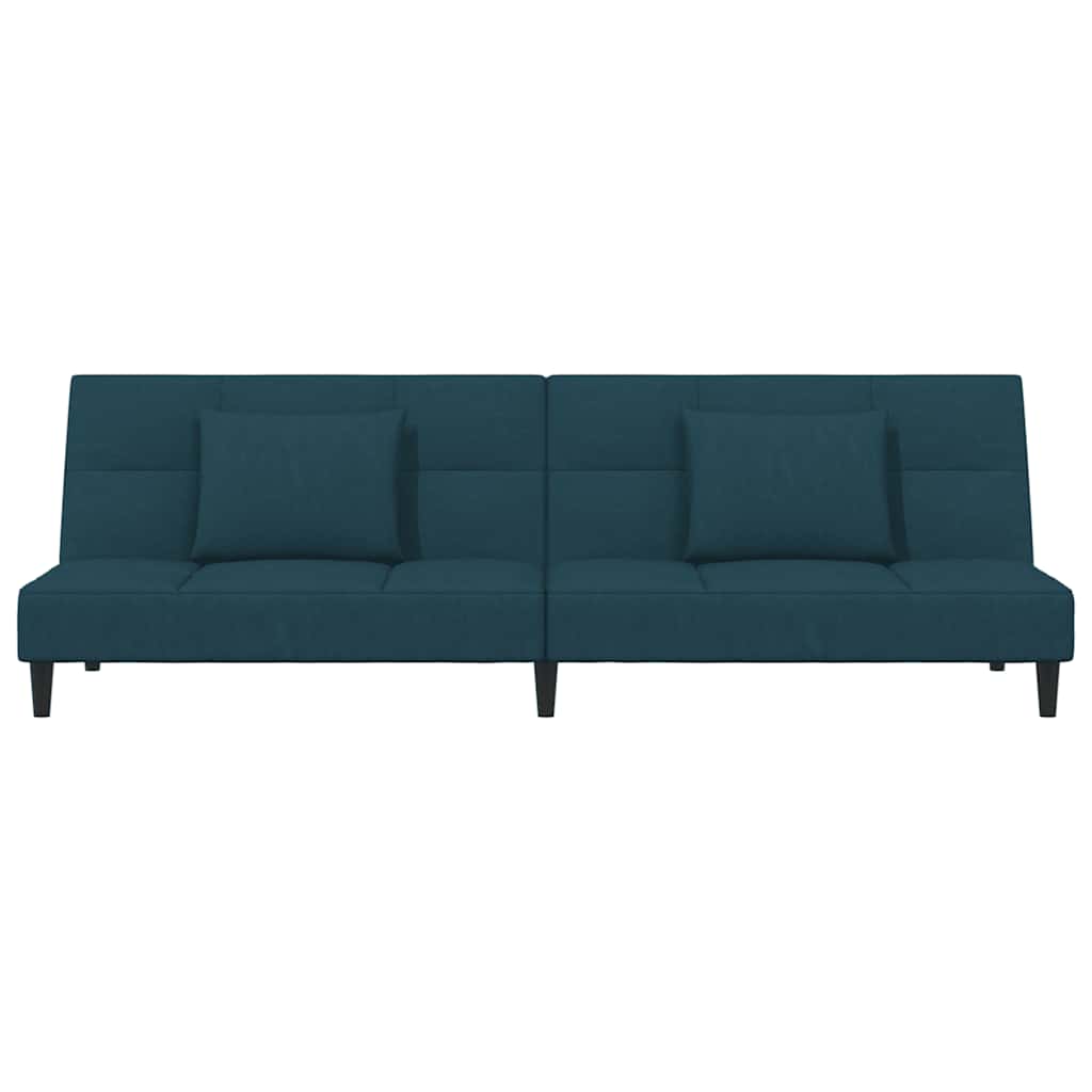 vidaXL Slaapbank 2-zits met 2 kussens fluweel blauw