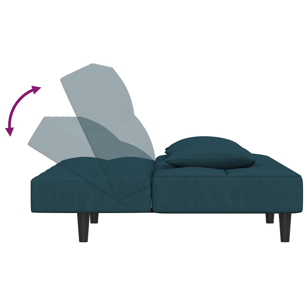 vidaXL Slaapbank 2-zits met 2 kussens fluweel blauw