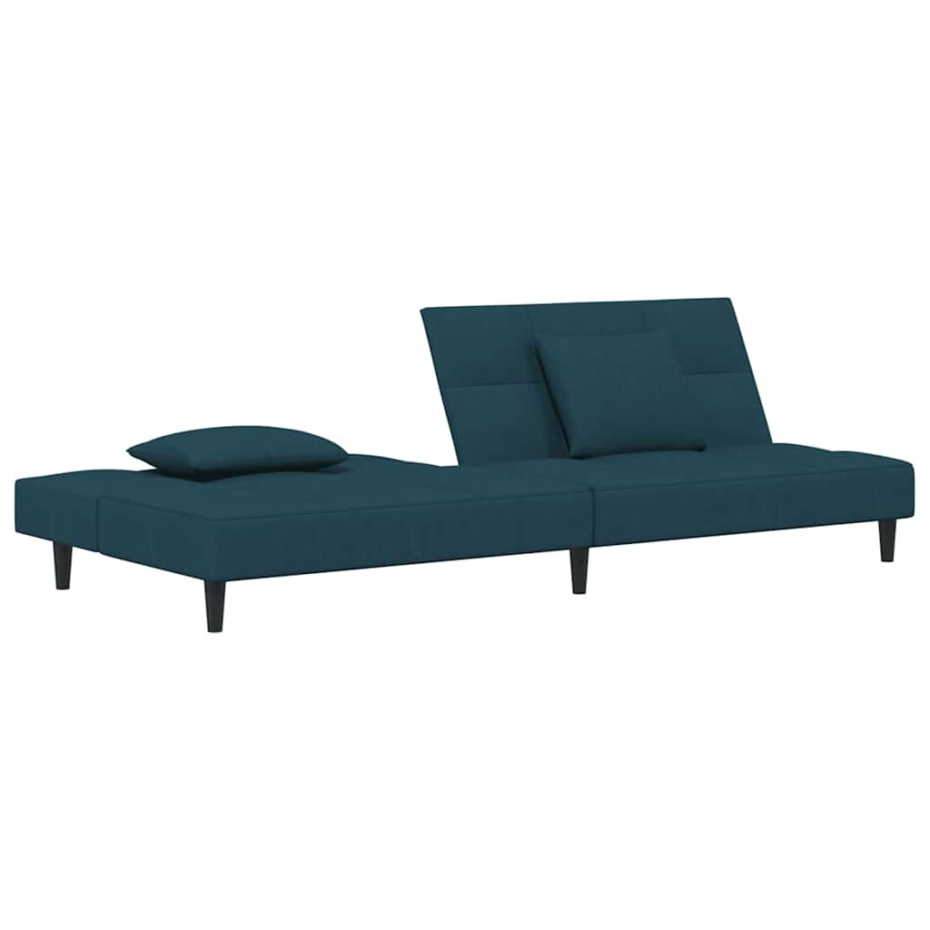 vidaXL Slaapbank 2-zits met 2 kussens fluweel blauw