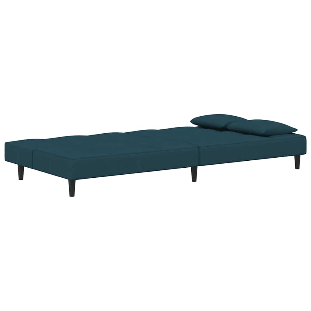 vidaXL Slaapbank 2-zits met 2 kussens fluweel blauw