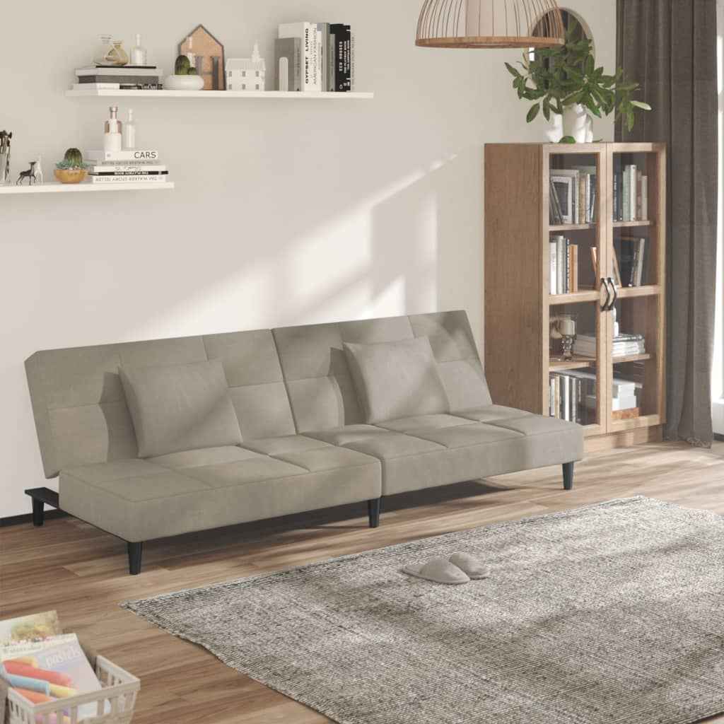 vidaXL Slaapbank 2-zits met 2 kussens fluweel blauw