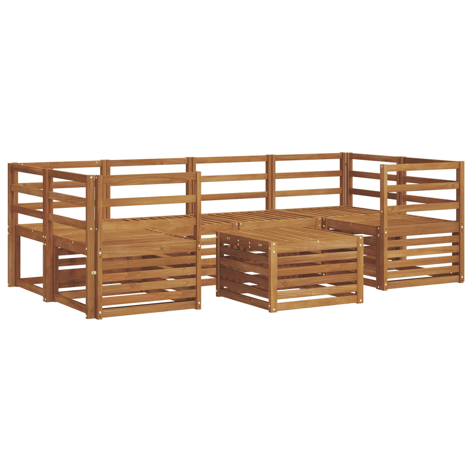 vidaXL Sofa-Sets 7 pcs Natuurlijk en Crème Massief Acaciahout