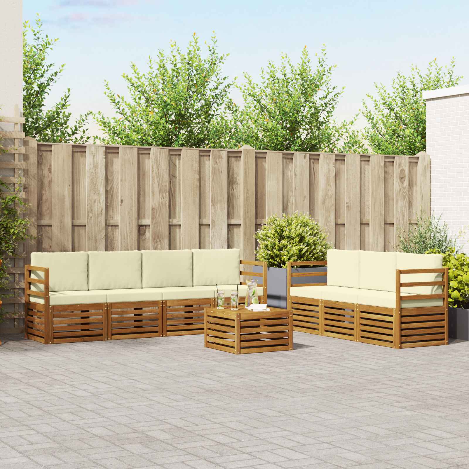 vidaXL Sofa-Sets 8 pcs Naturel Massief Acaciahout