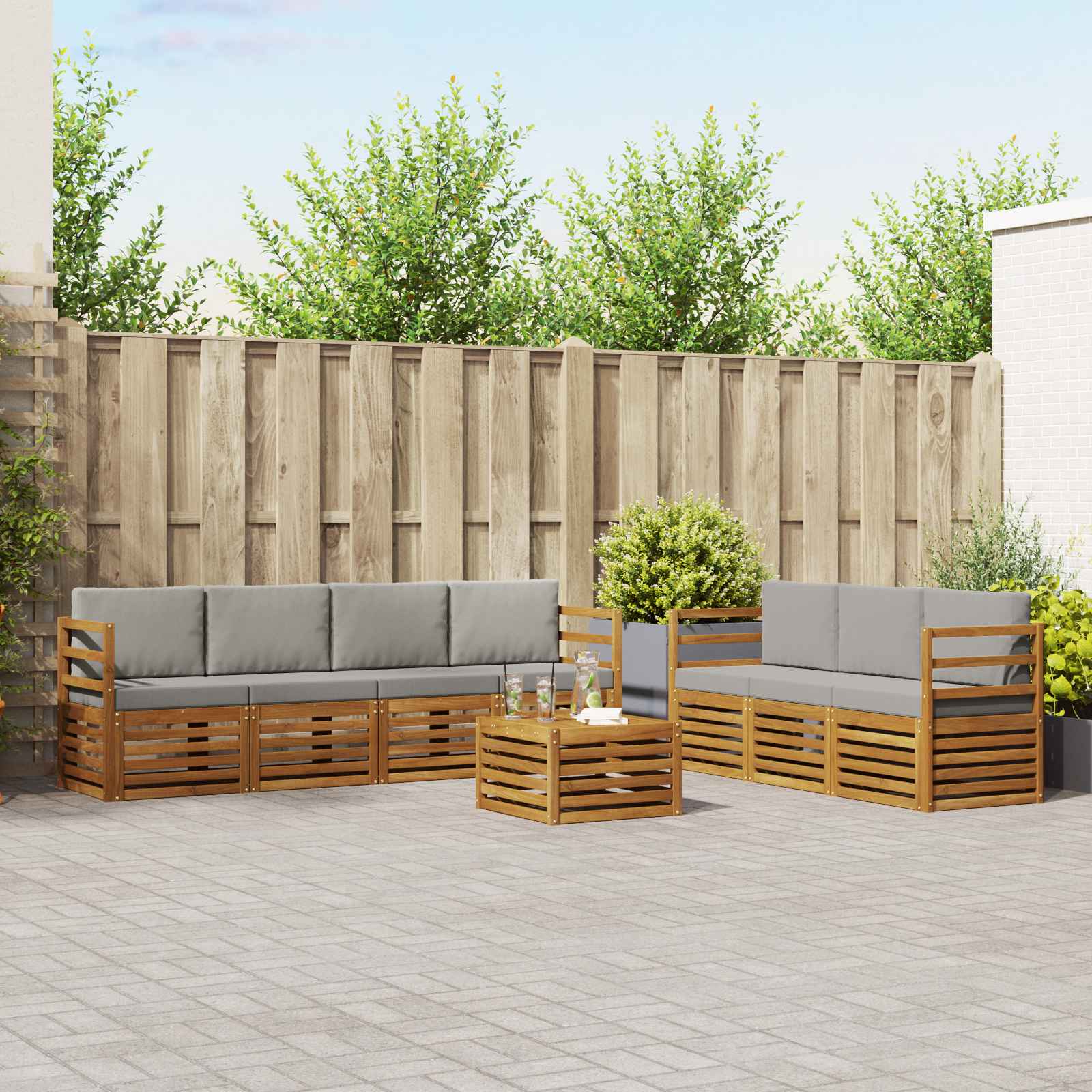 vidaXL Sofa-Sets 8 pcs Naturel Massief Acaciahout