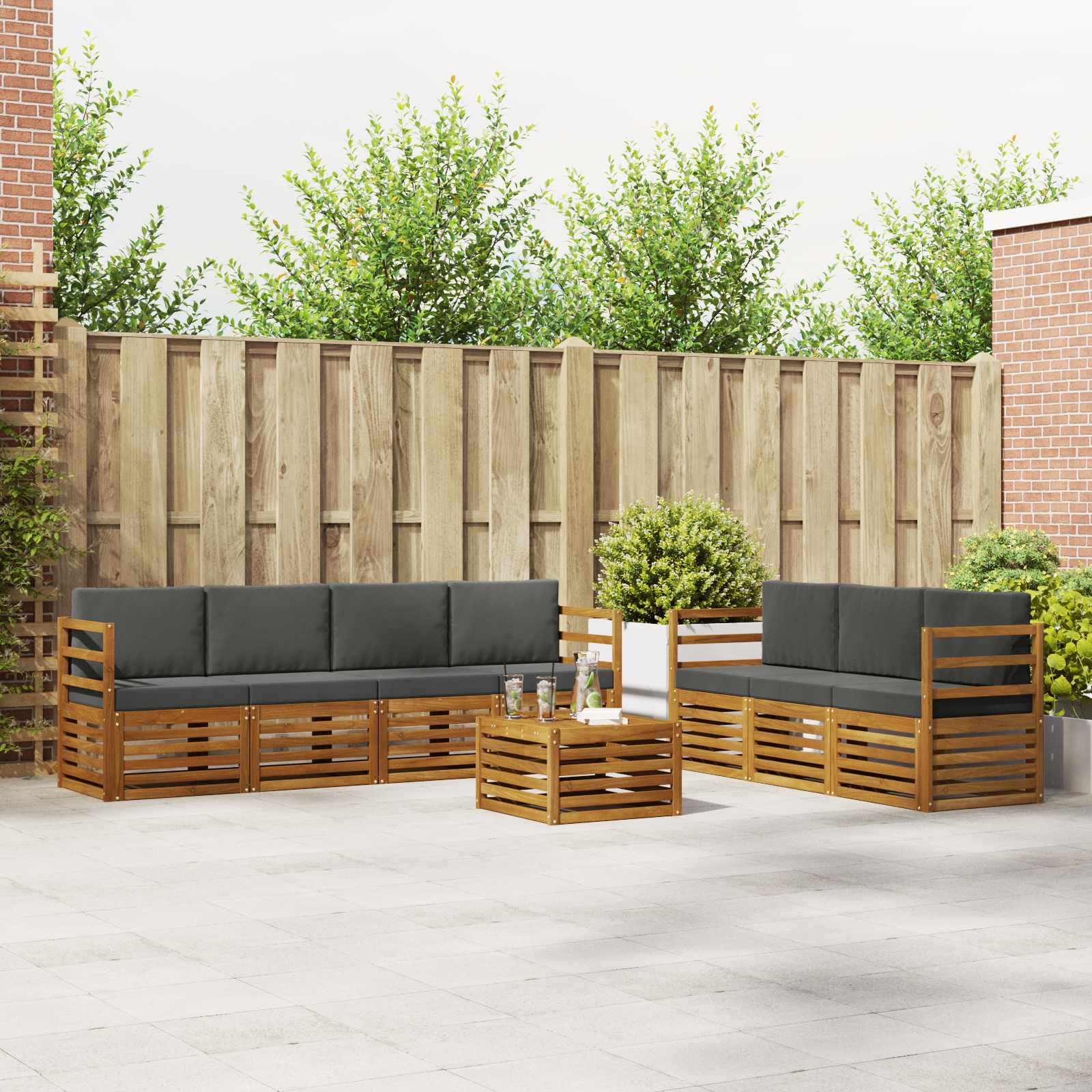 vidaXL Sofa-Sets 8 pcs Naturel Massief Acaciahout