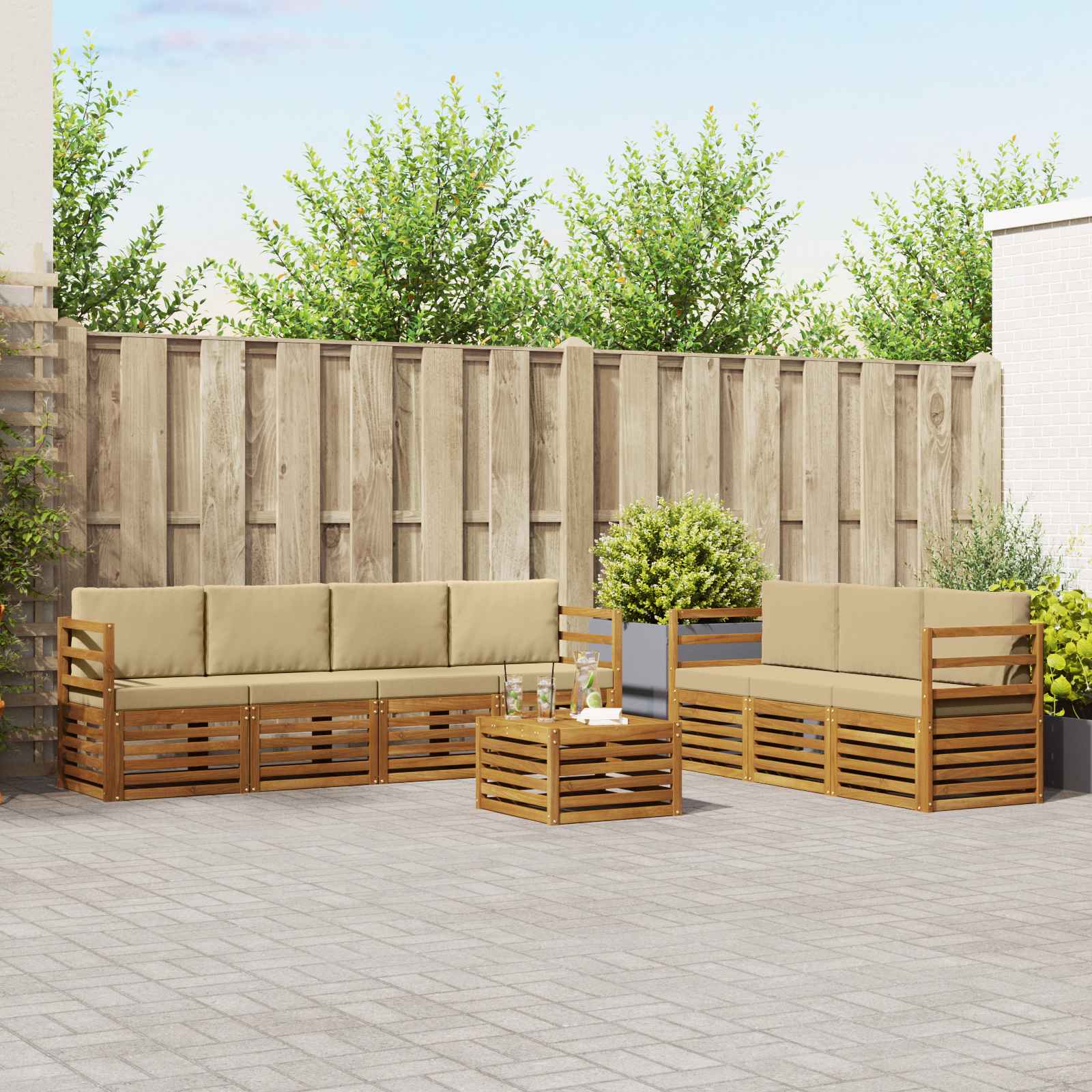 vidaXL Sofa-Sets 8 pcs Naturel Massief Acaciahout
