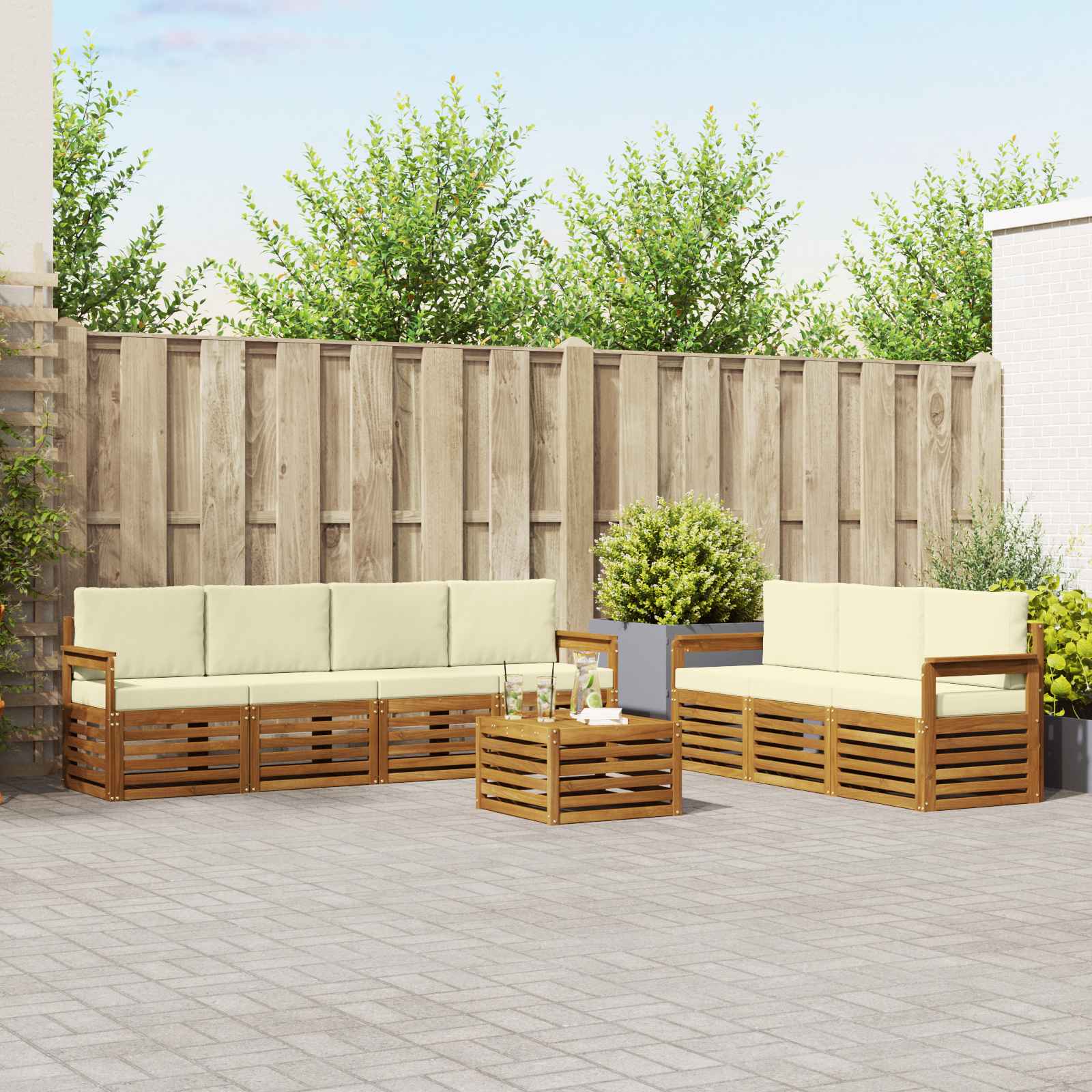 vidaXL Sofa-Sets 8 pcs Naturel Massief Acaciahout