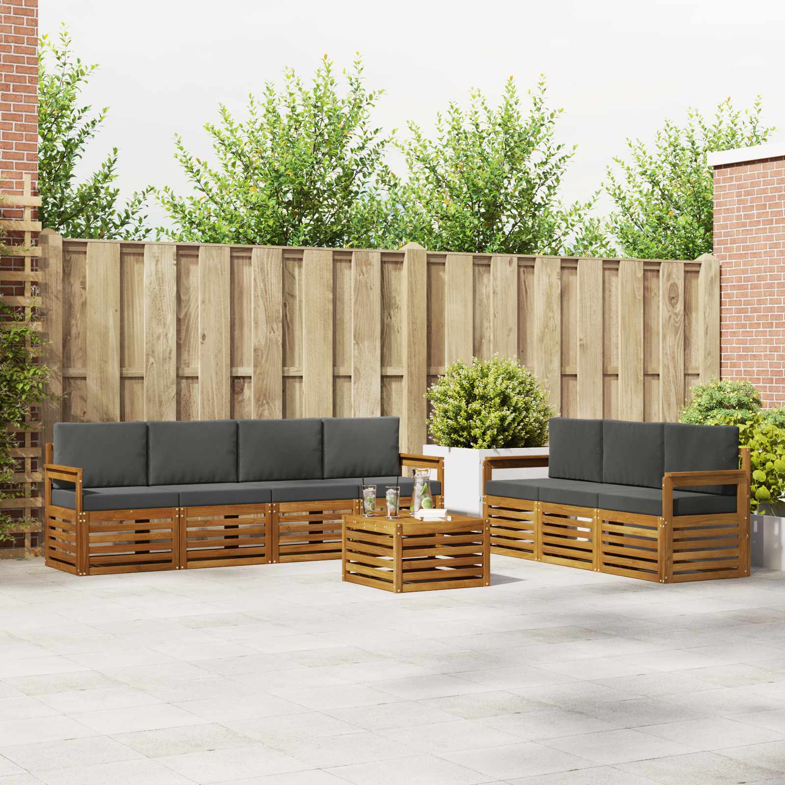 vidaXL Sofa-Sets 8 pcs Naturel Massief Acaciahout