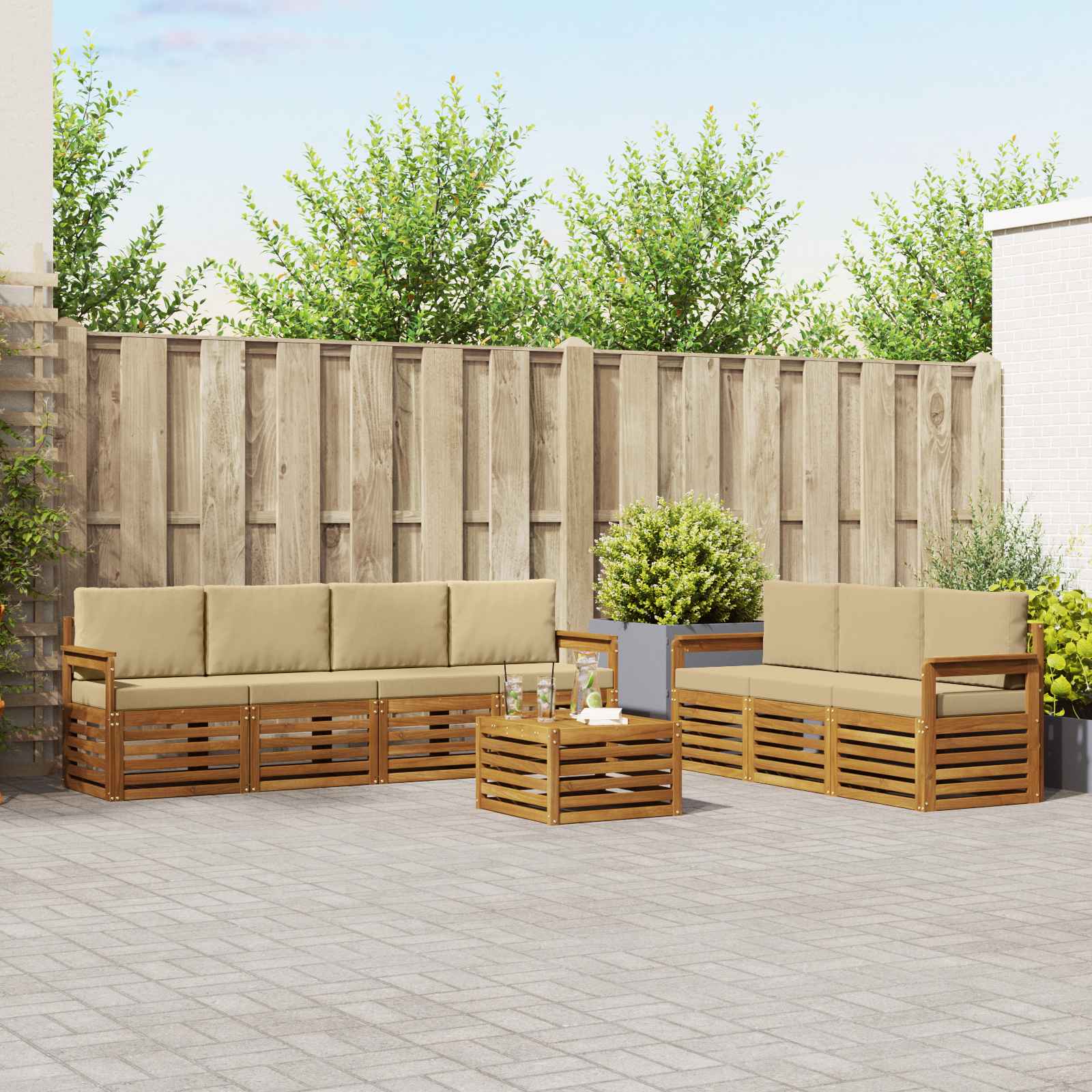 vidaXL Sofa-Sets 8 pcs Naturel Massief Acaciahout