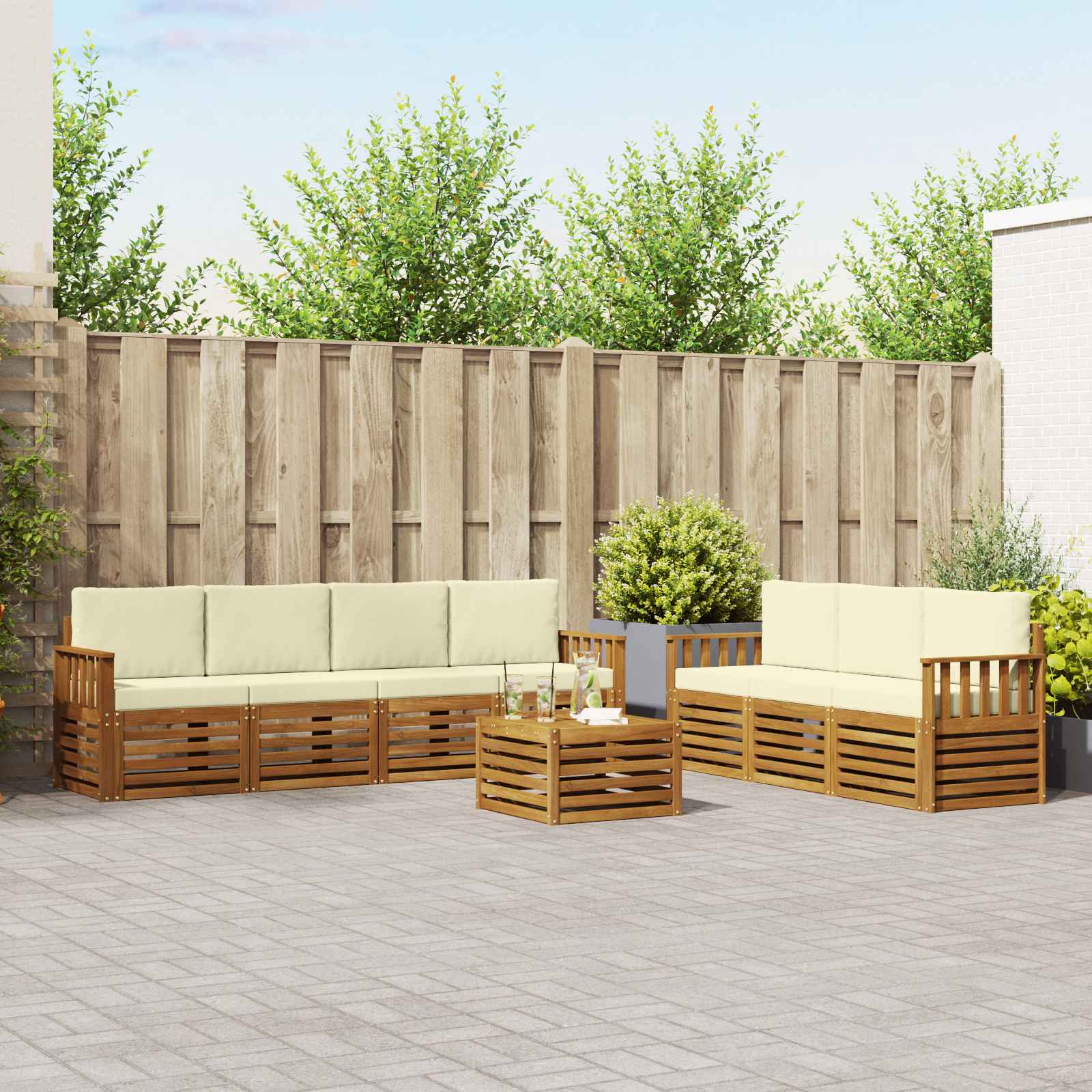 vidaXL Sofa-Sets 8 pcs Naturel Massief Acaciahout