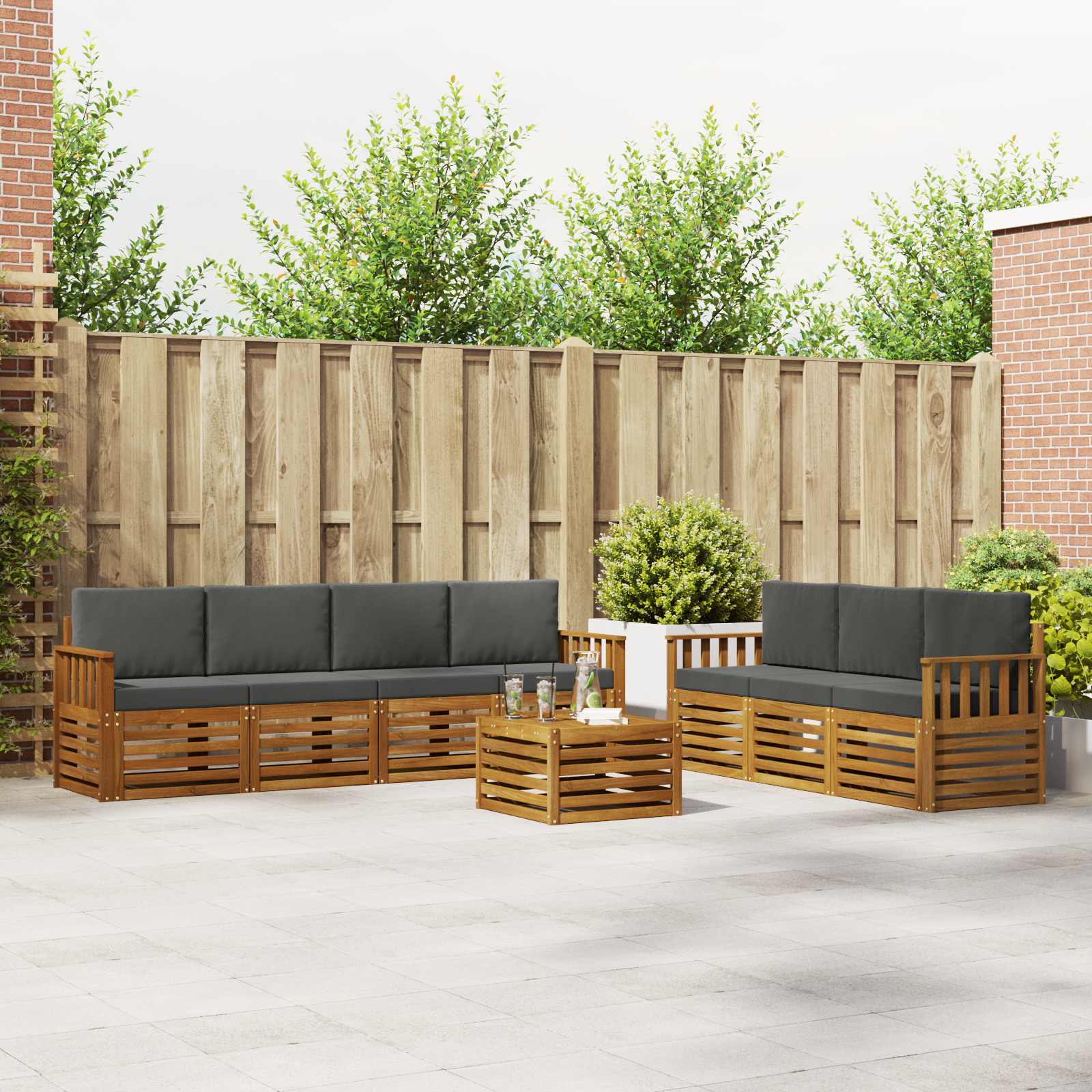 vidaXL Sofa-Sets 8 pcs Naturel Massief Acaciahout