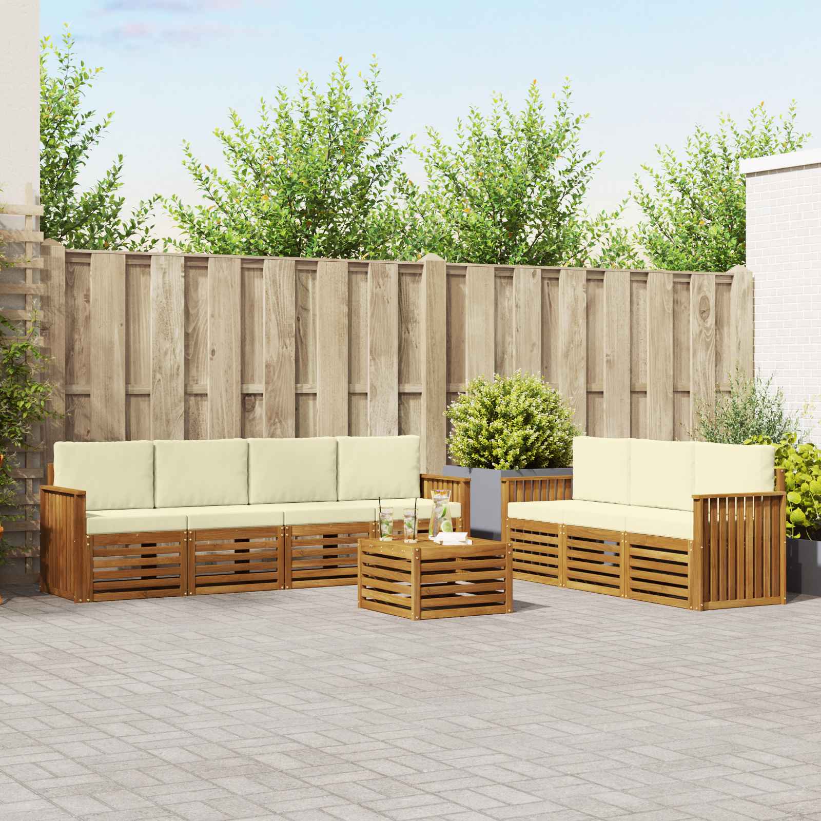 vidaXL Sofa-Sets 8 pcs Naturel Massief Acaciahout