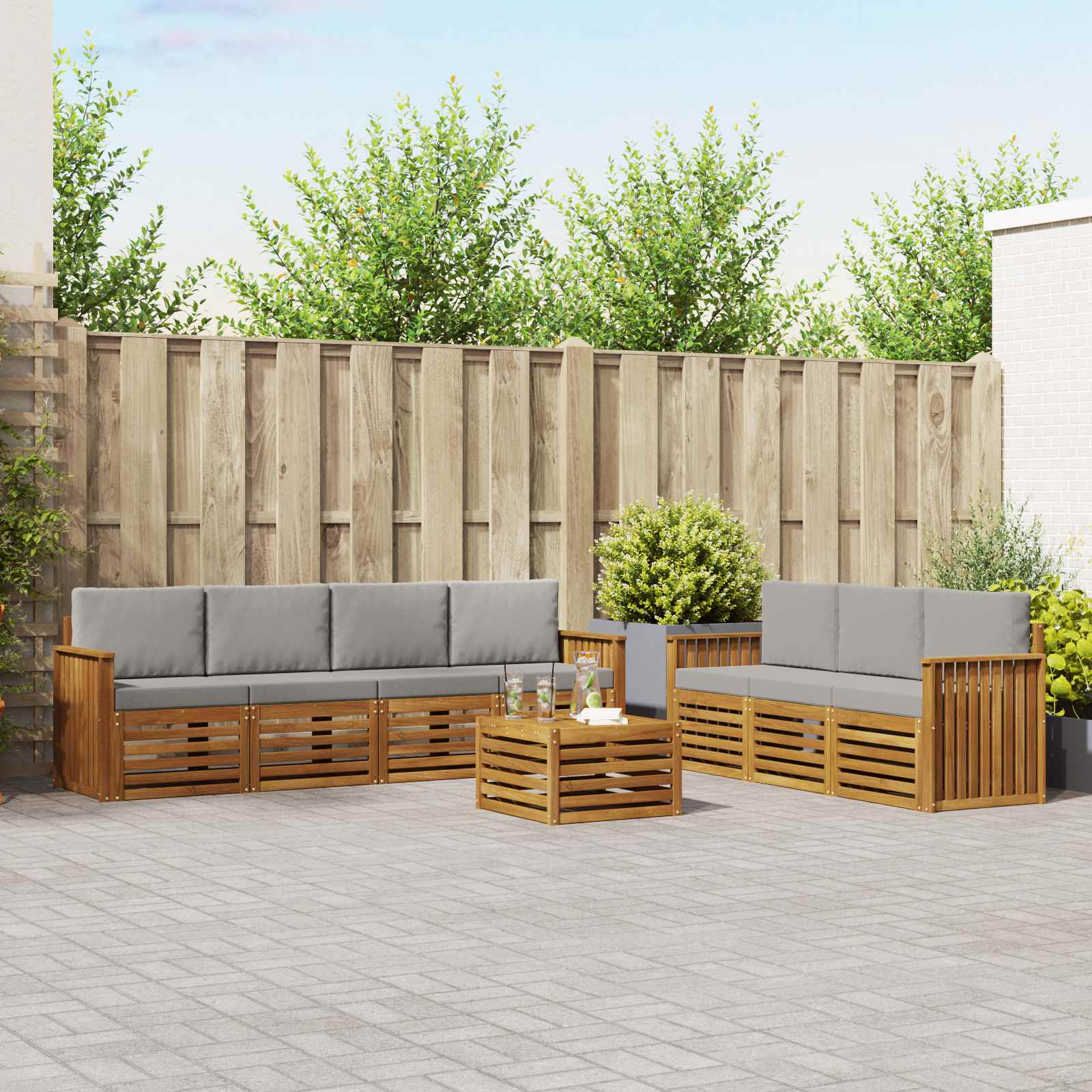 vidaXL Sofa-Sets 8 pcs Naturel Massief Acaciahout