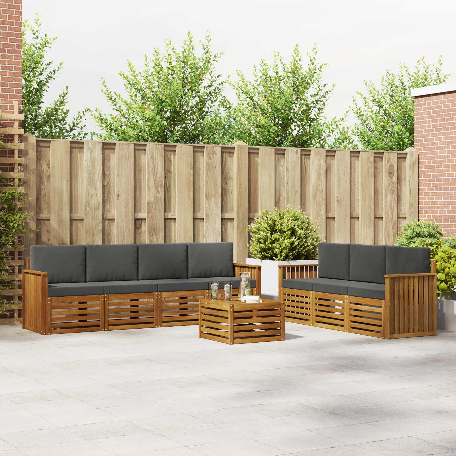 vidaXL Sofa-Sets 8 pcs Naturel Massief Acaciahout