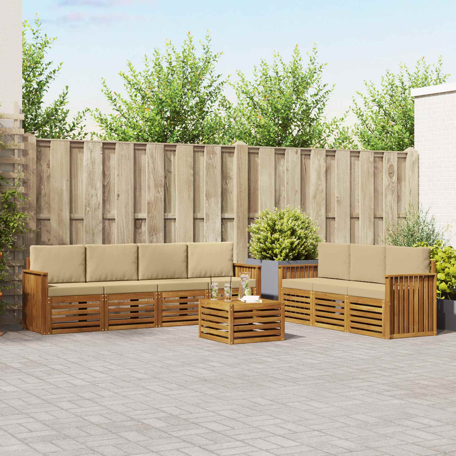 vidaXL Sofa-Sets 8 pcs Naturel Massief Acaciahout