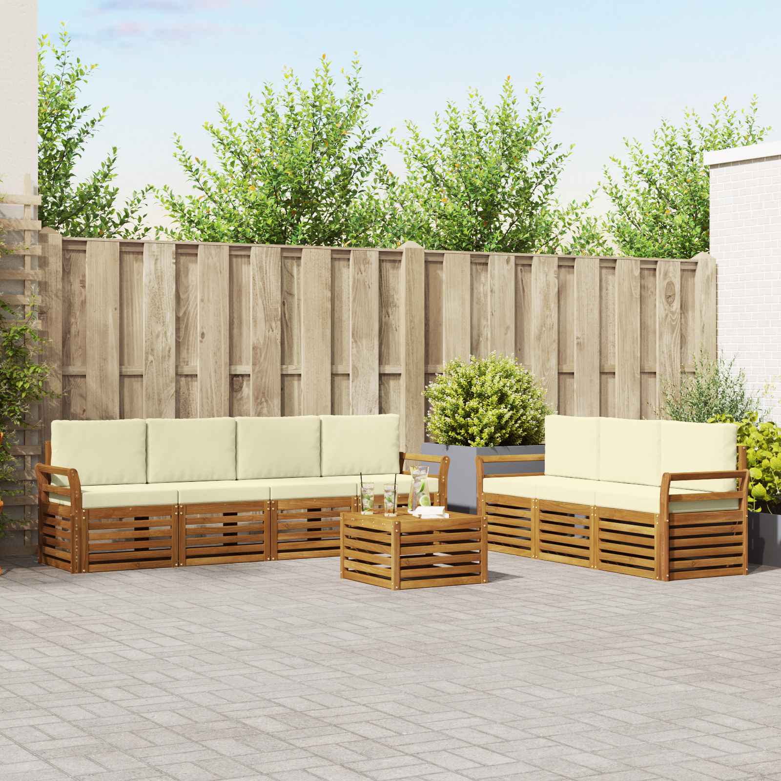 vidaXL Sofa-Sets 8 pcs Naturel Massief Acaciahout