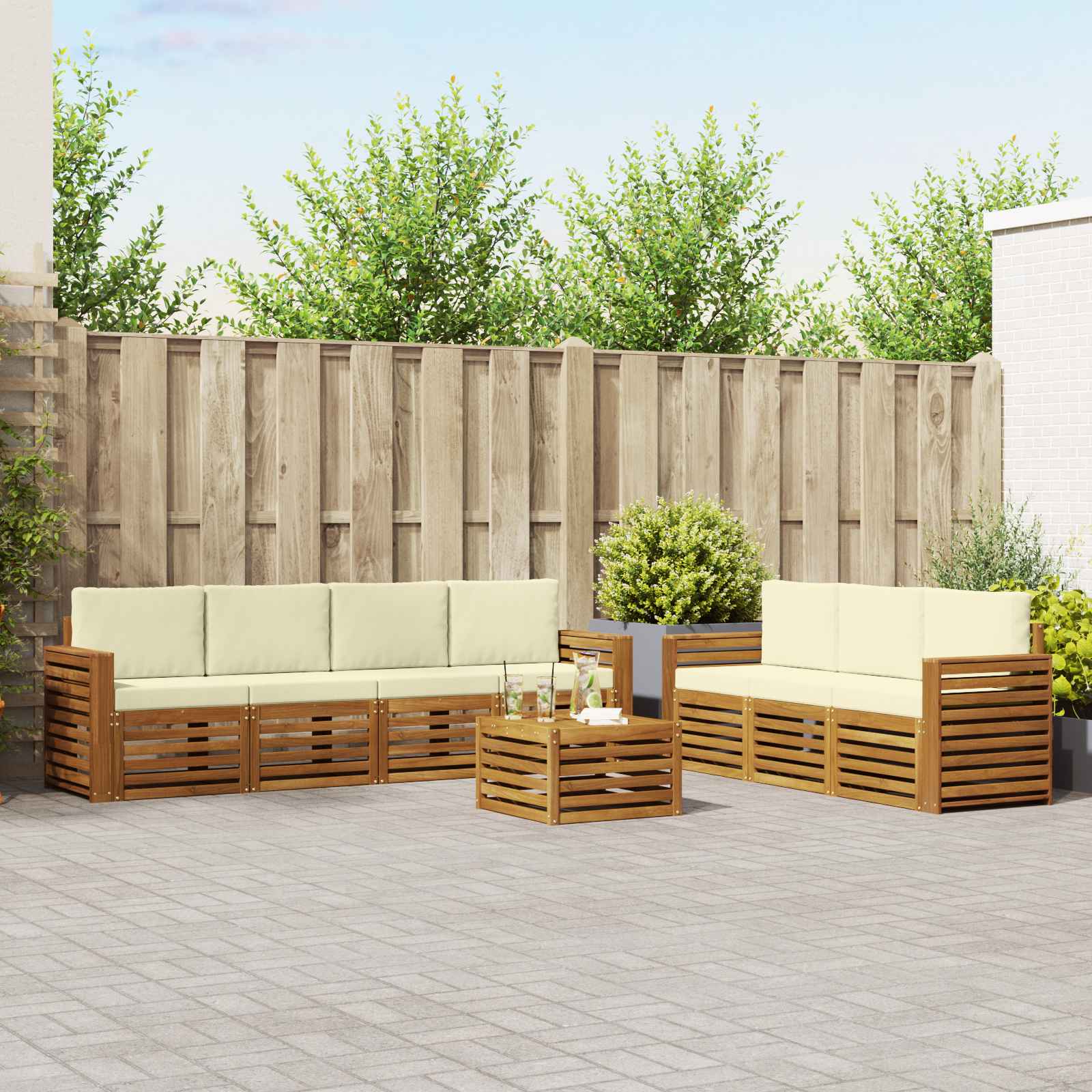vidaXL Sofa-Sets 8 pcs Naturel Massief Acaciahout