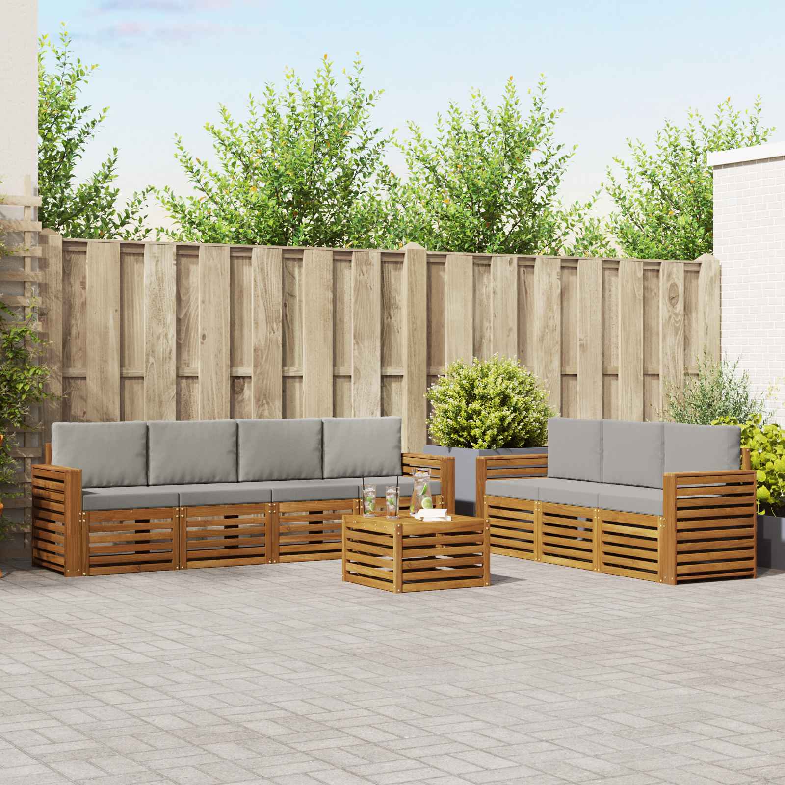 vidaXL Sofa-Sets 8 pcs Naturel Massief Acaciahout