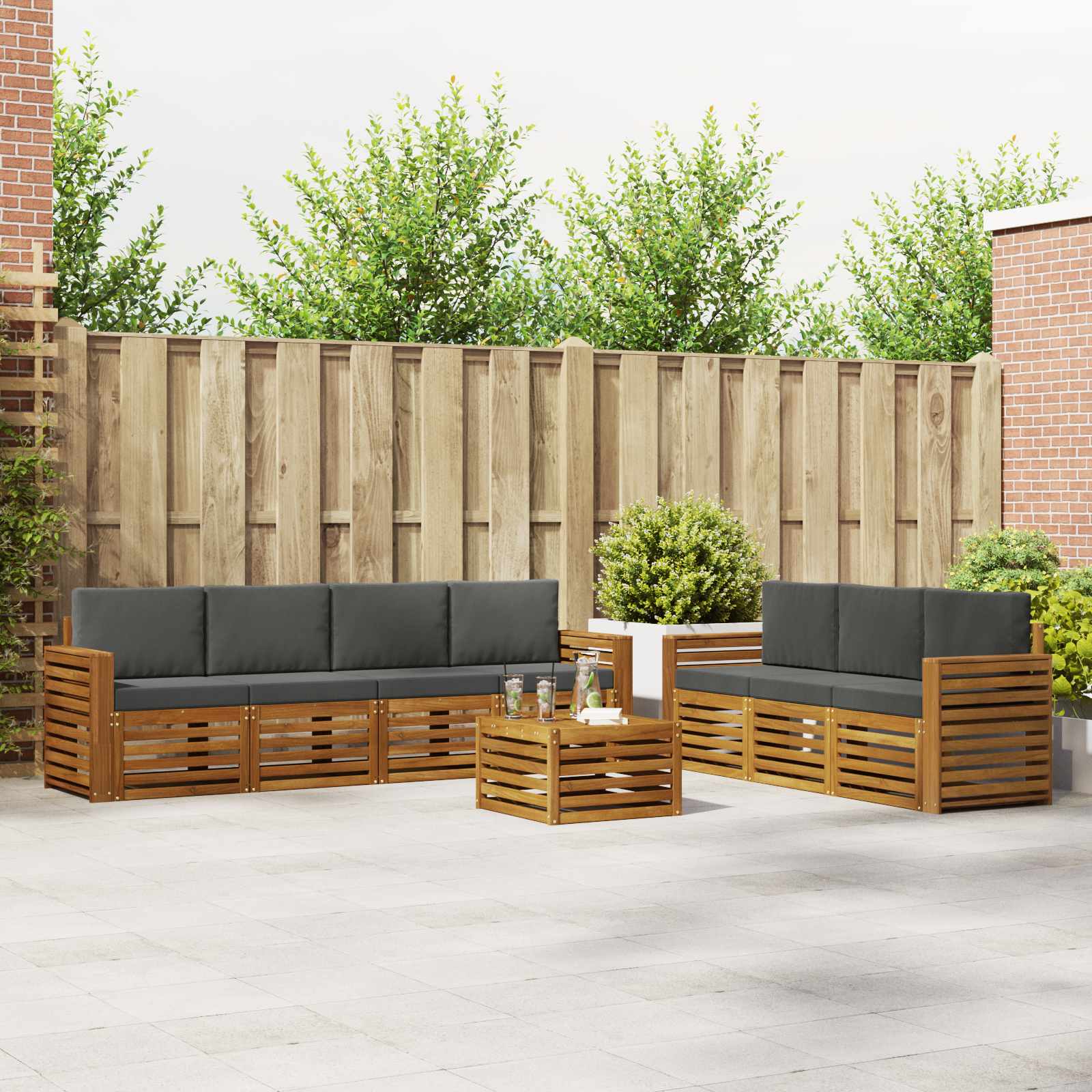 vidaXL Sofa-Sets 8 pcs Naturel Massief Acaciahout