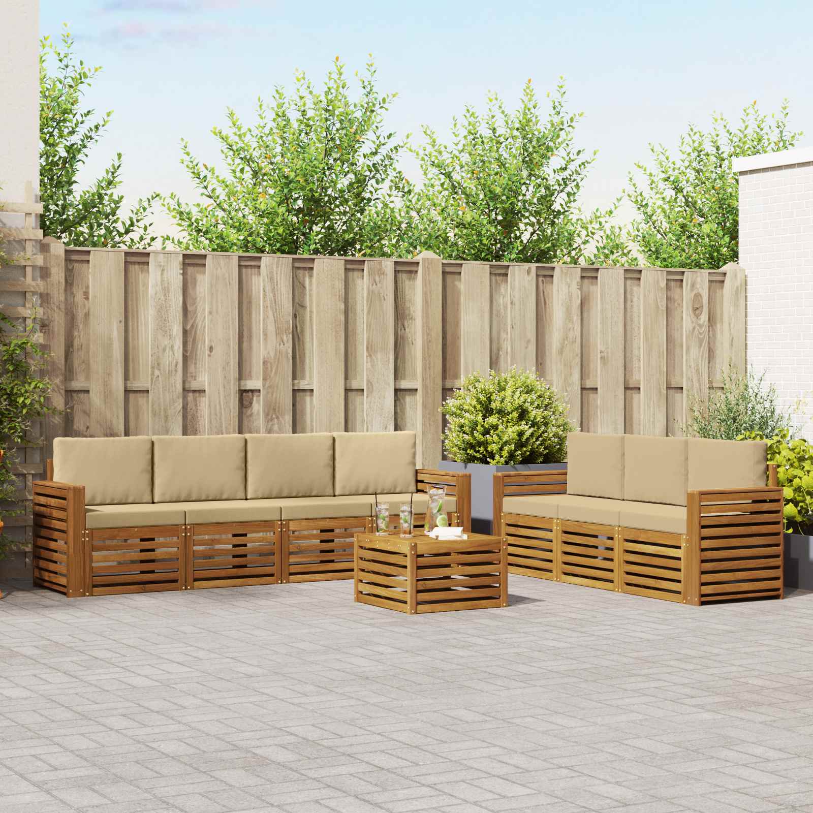 vidaXL Sofa-Sets 8 pcs Naturel Massief Acaciahout