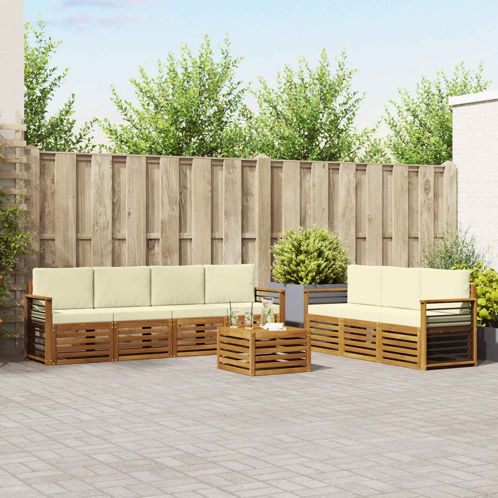 vidaXL Sofa-Sets 8 pcs Naturel Massief Acaciahout