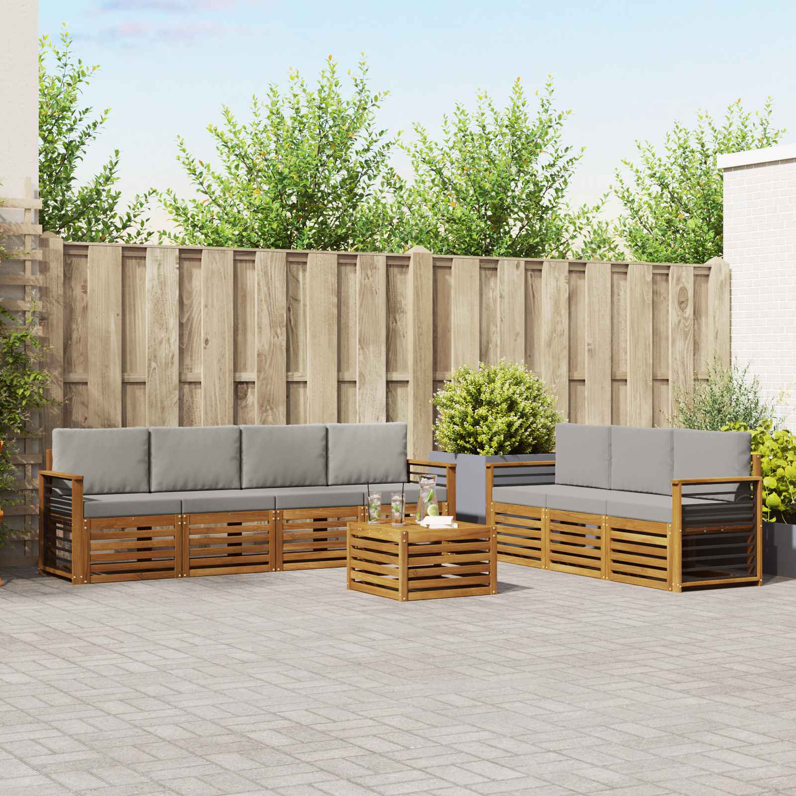 vidaXL Sofa-Sets 8 pcs Naturel Massief Acaciahout