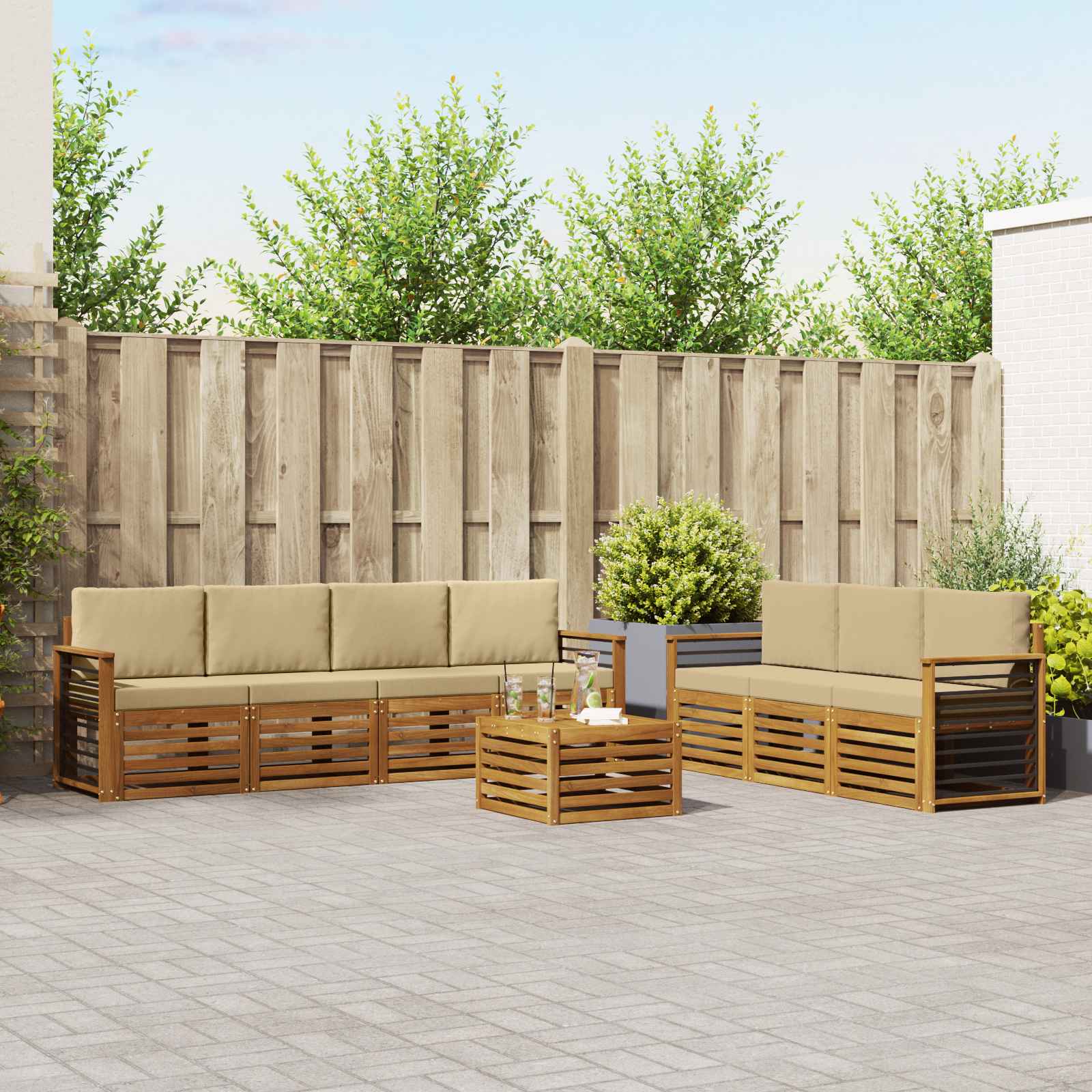 vidaXL Sofa-Sets 8 pcs Naturel Massief Acaciahout