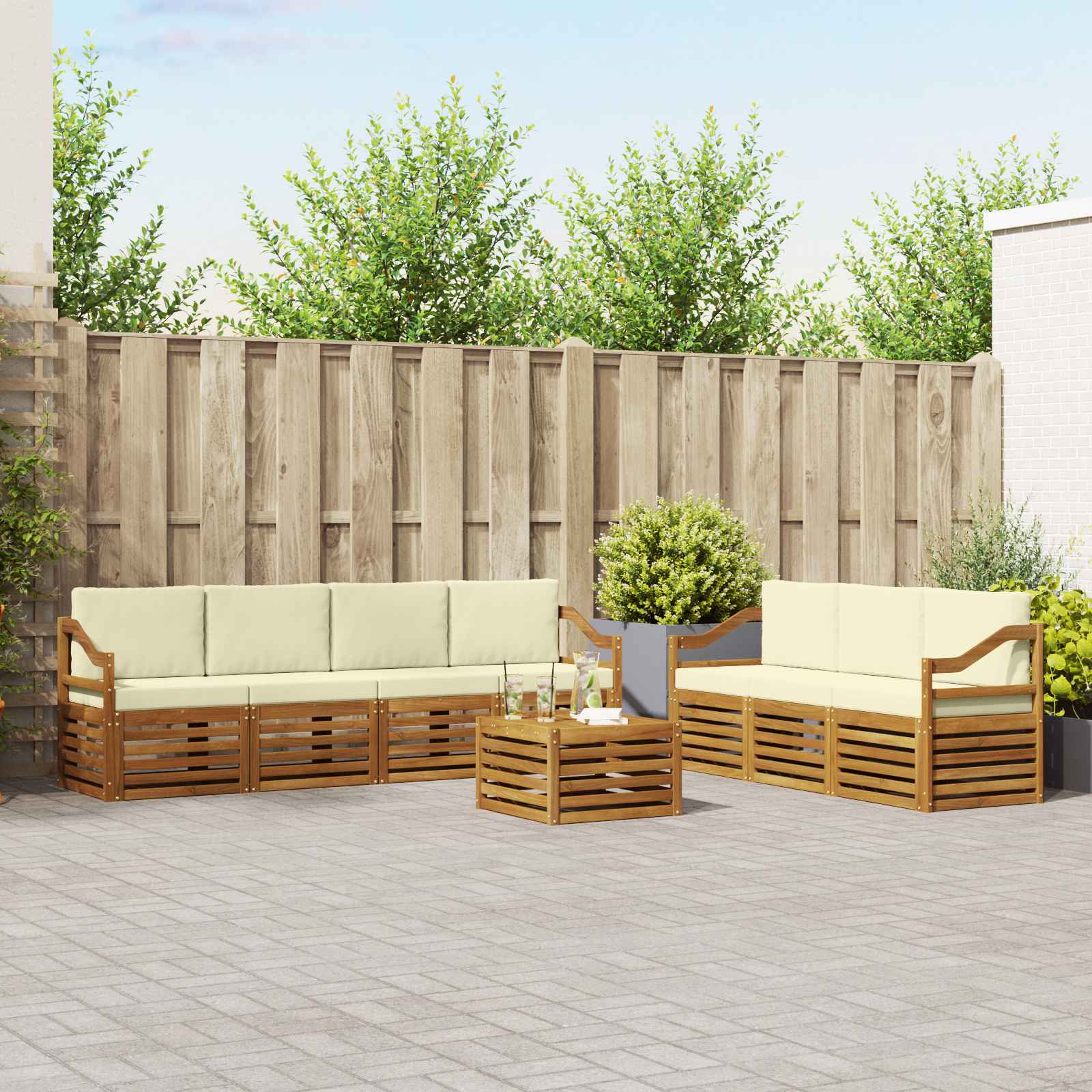 vidaXL Sofa-Sets 8 pcs Naturel Massief Acaciahout