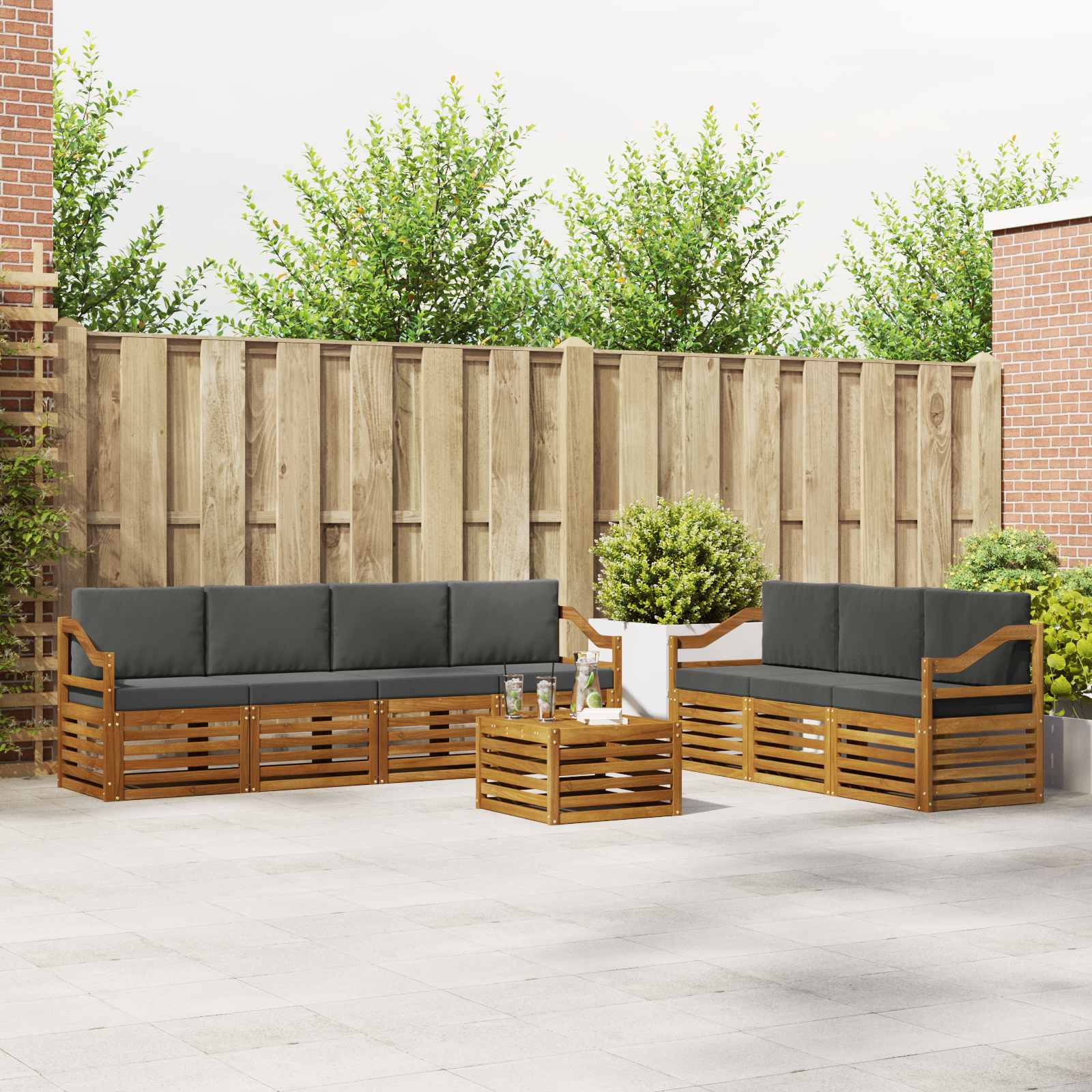vidaXL Sofa-Sets 8 pcs Naturel Massief Acaciahout