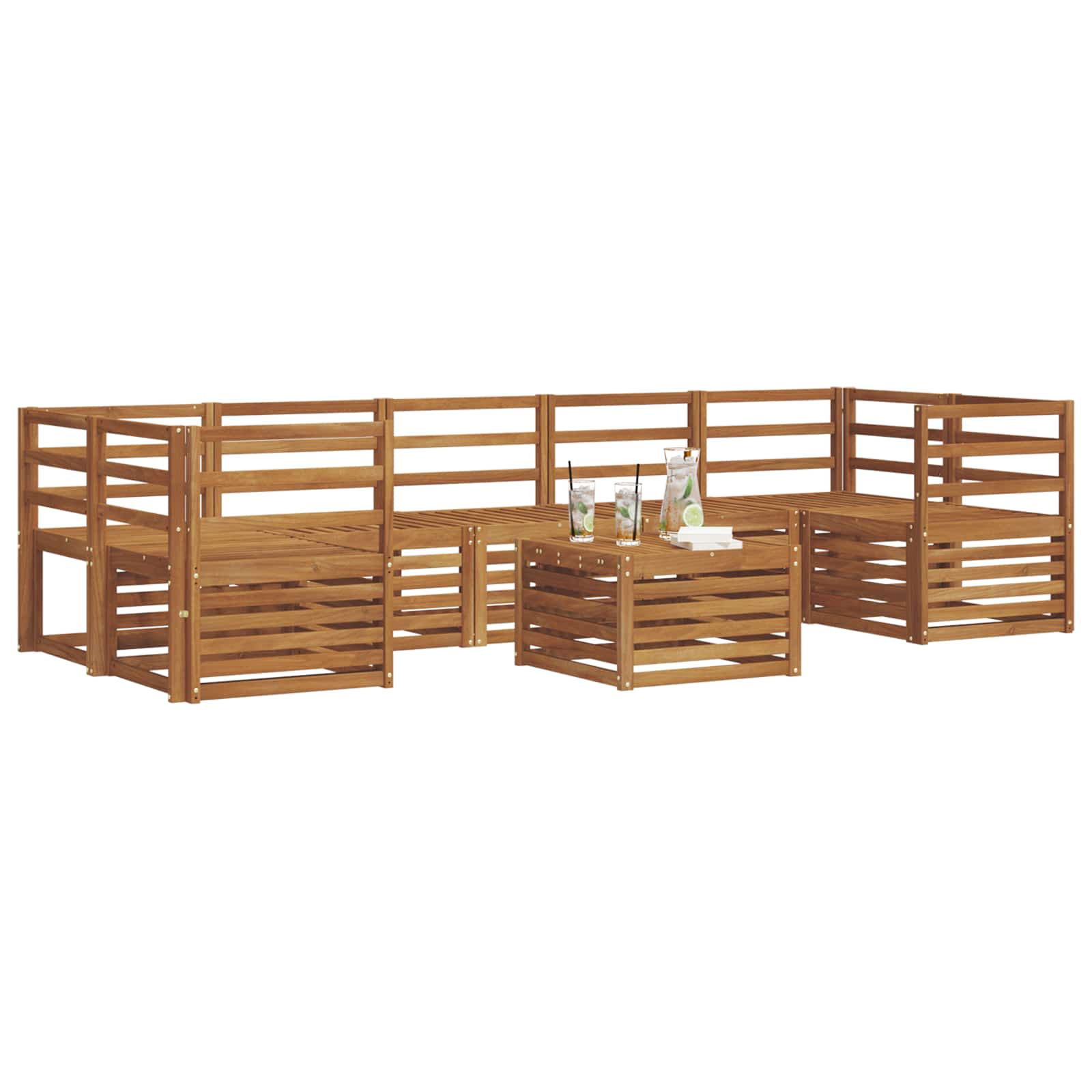 vidaXL Sofa-Sets 8 pcs Naturel Massief Acaciahout