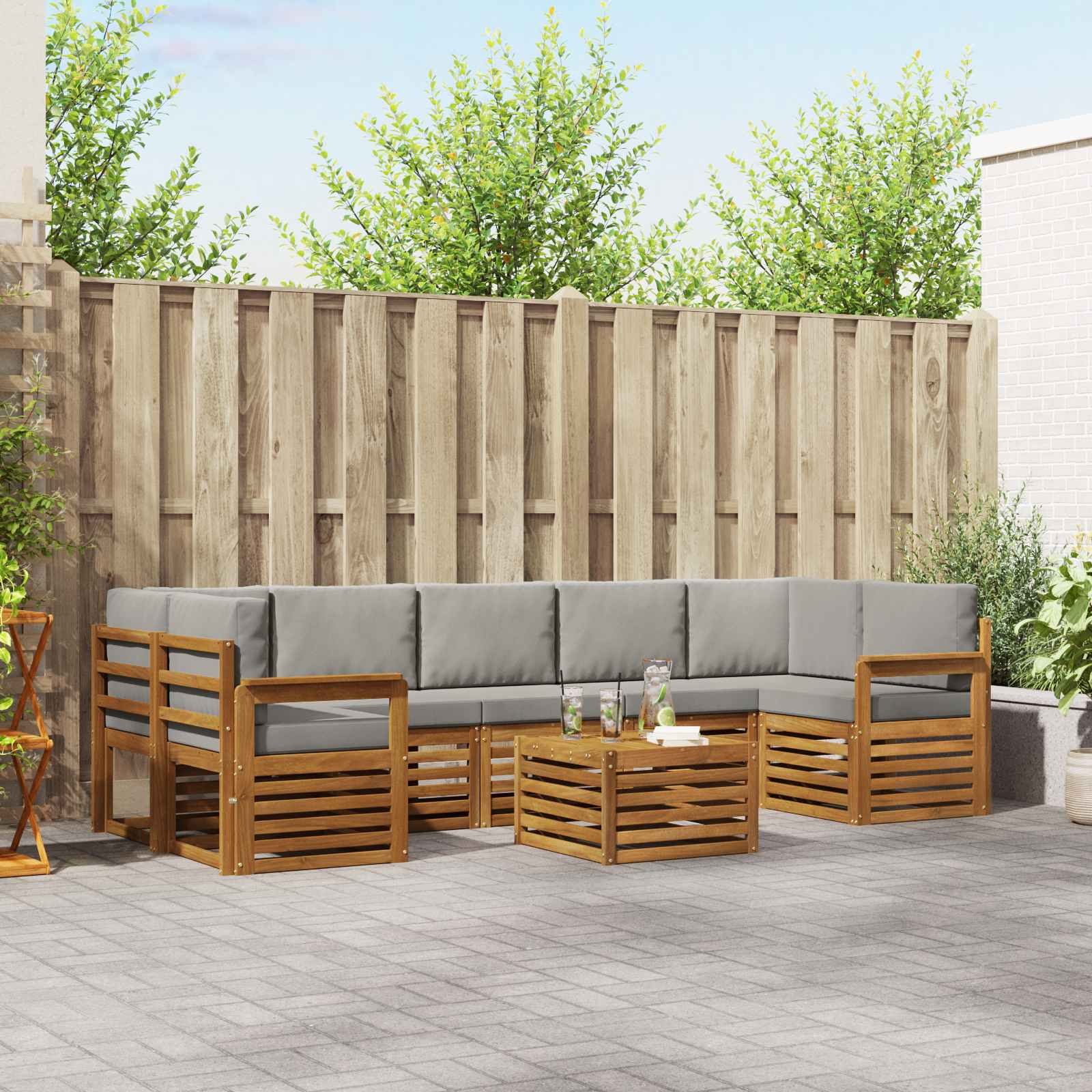 vidaXL Sofa-Sets 8 pcs Naturel Massief Acaciahout
