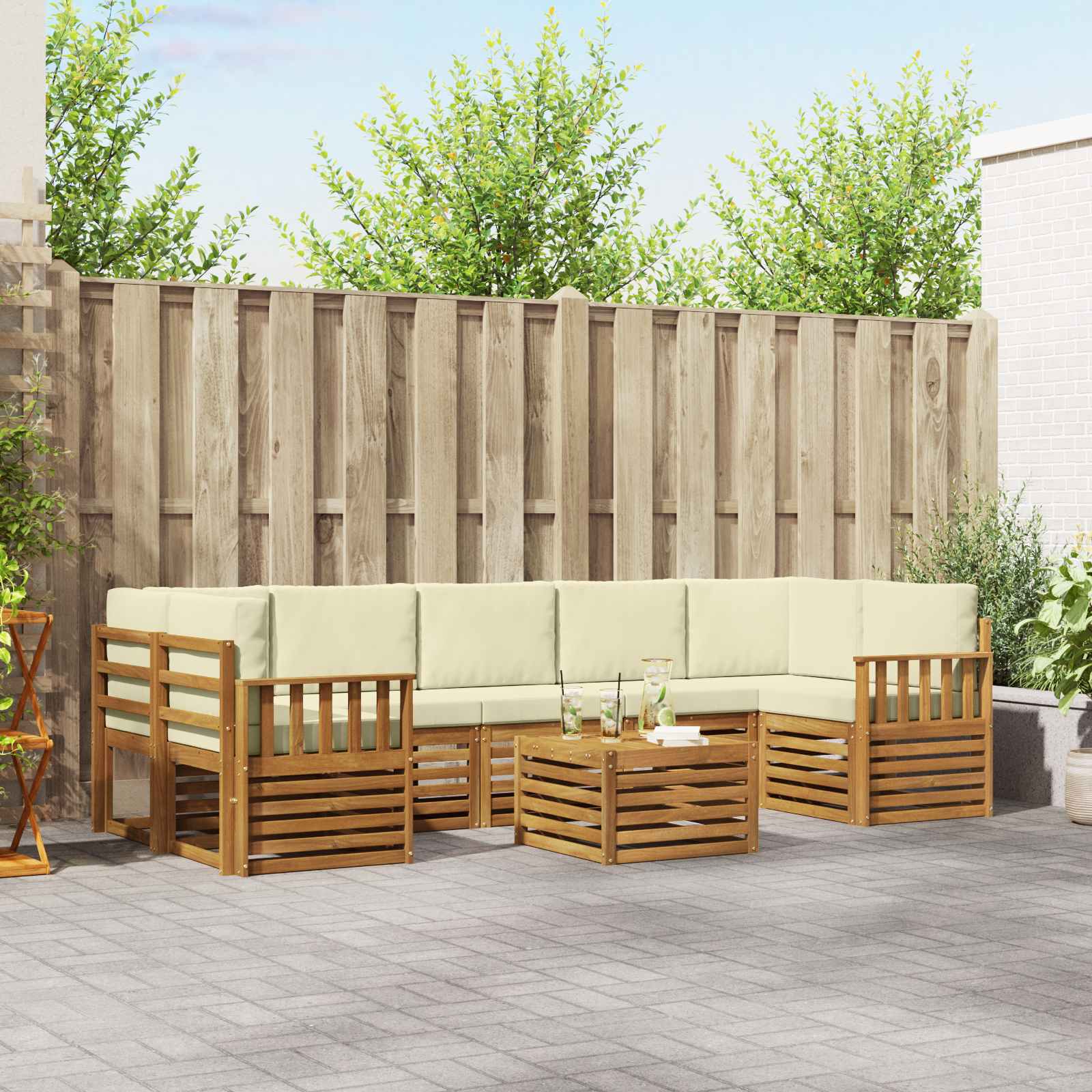 vidaXL Sofa-Sets 8 pcs Naturel Massief Acaciahout