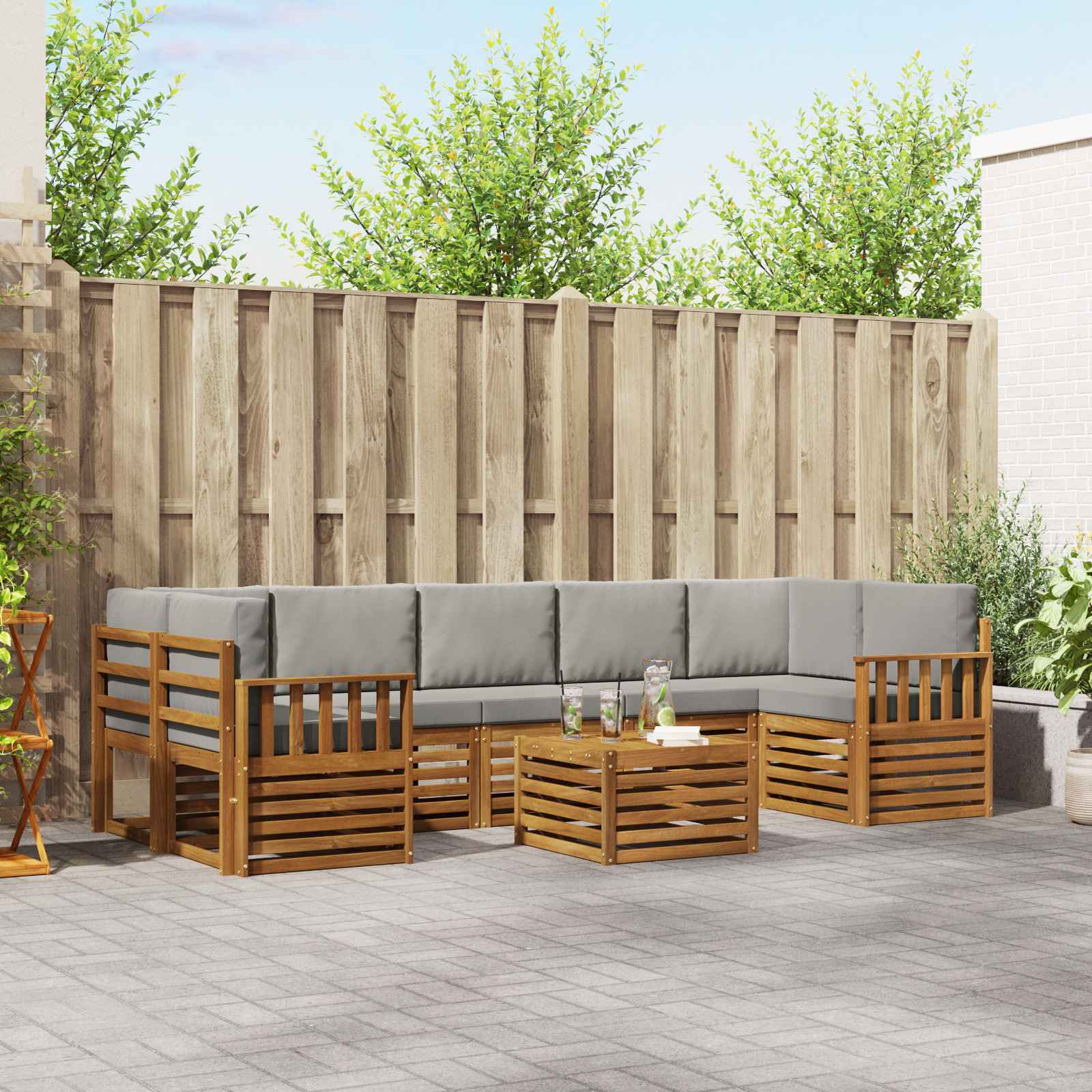 vidaXL Sofa-Sets 8 pcs Naturel Massief Acaciahout
