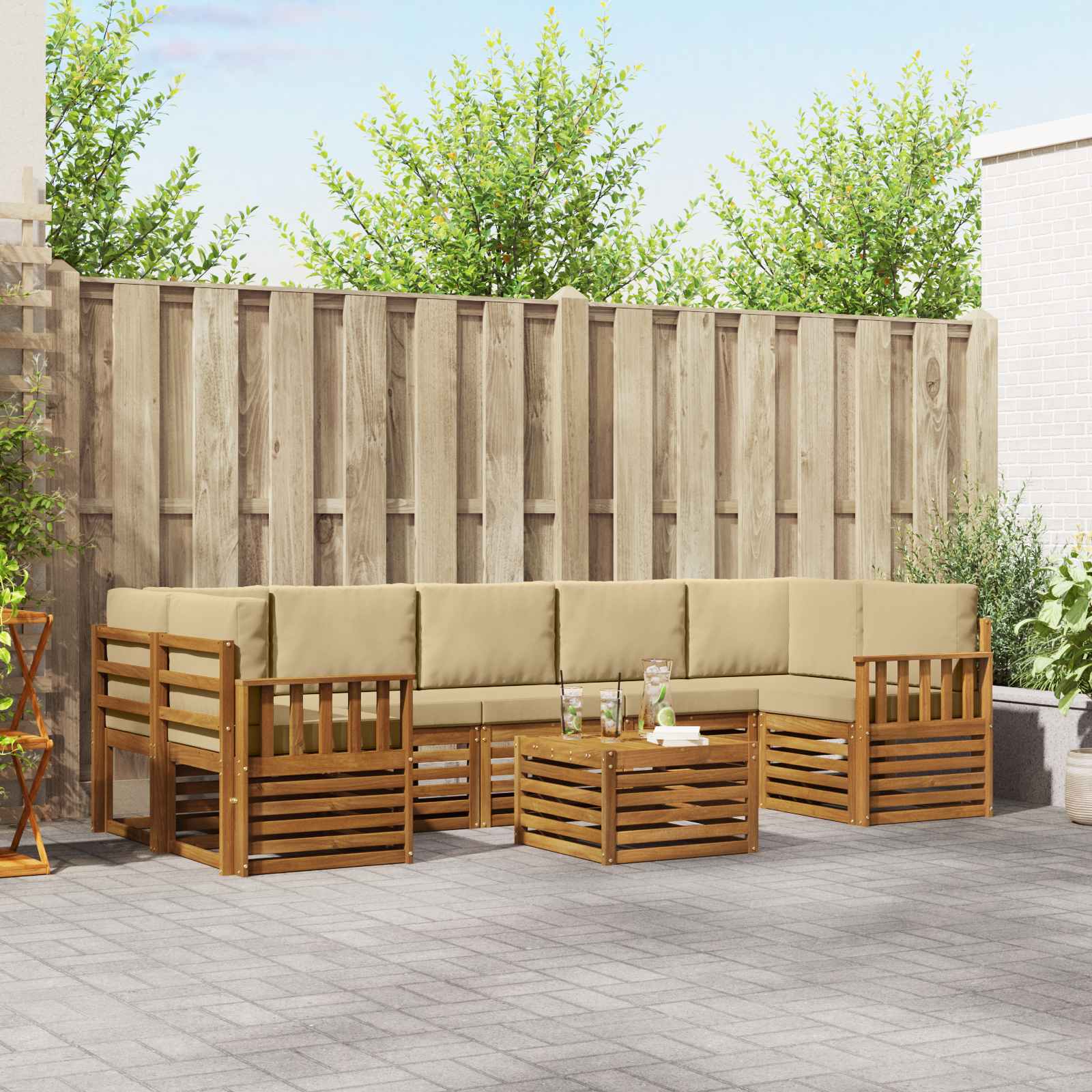 vidaXL Sofa-Sets 8 pcs Naturel Massief Acaciahout