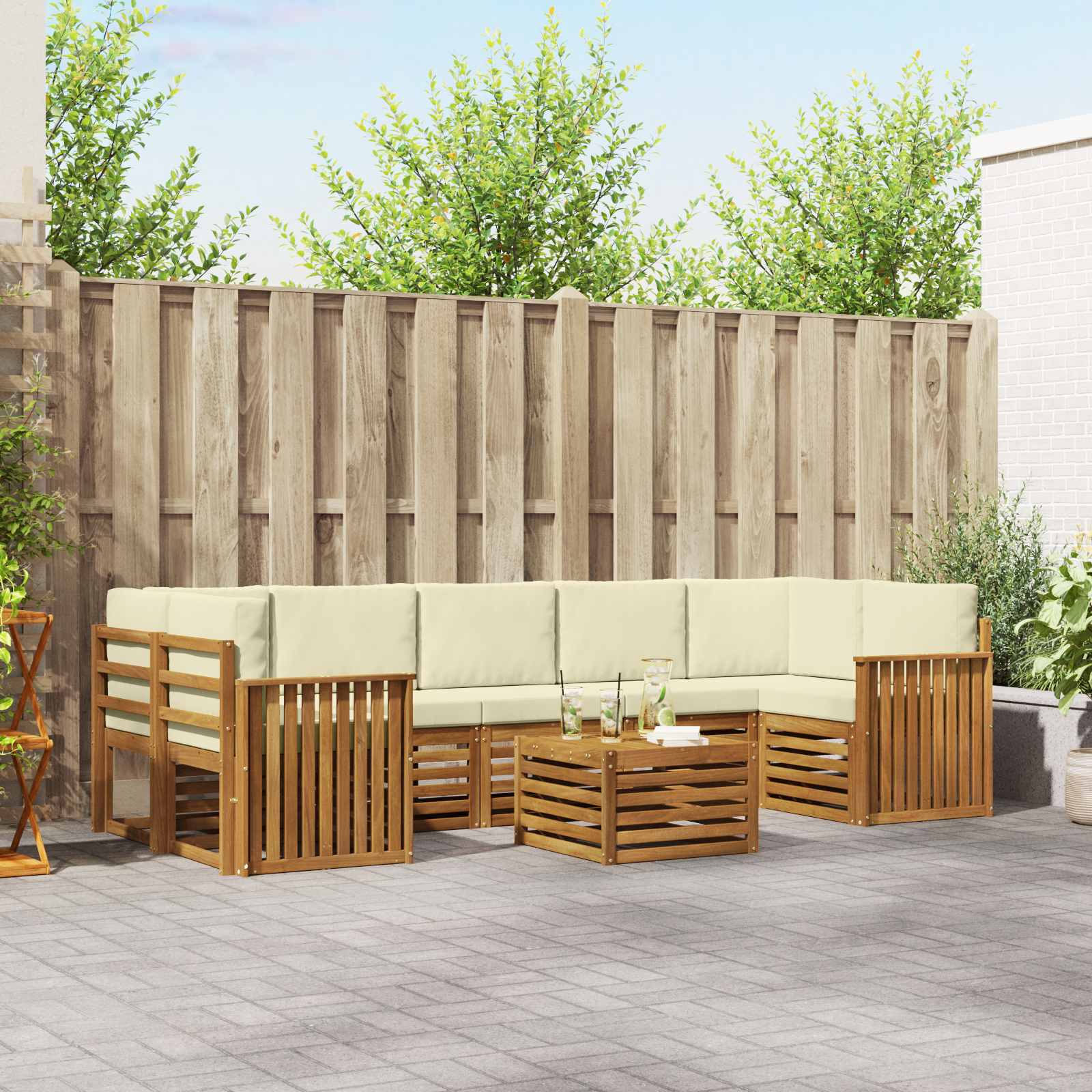 vidaXL Sofa-Sets 8 pcs Naturel Massief Acaciahout